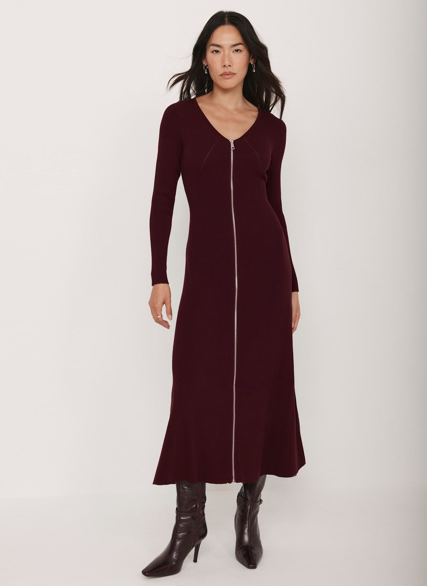 Burgundy Knit Maxi Dress