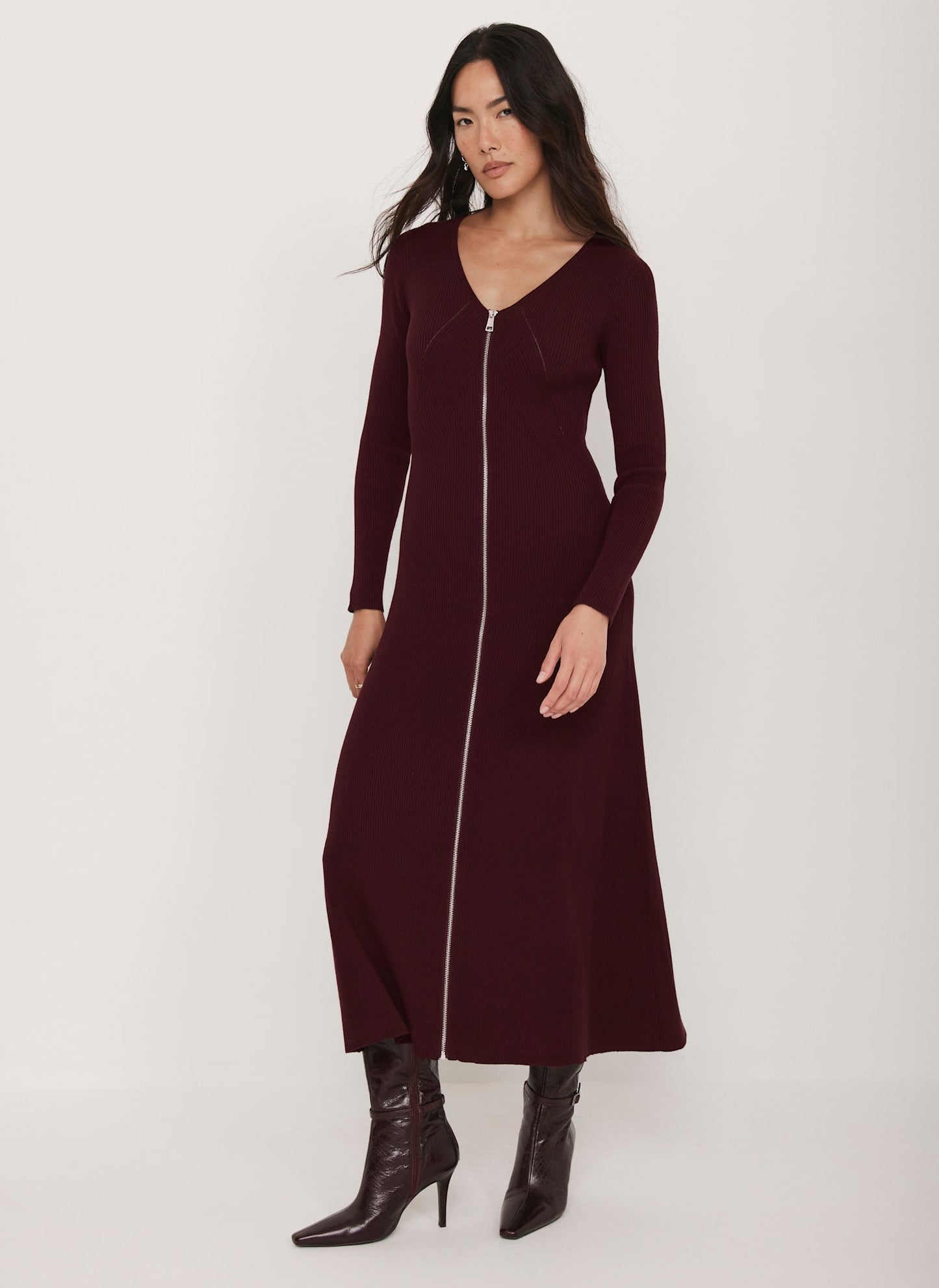 Burgundy Knit Maxi Dress