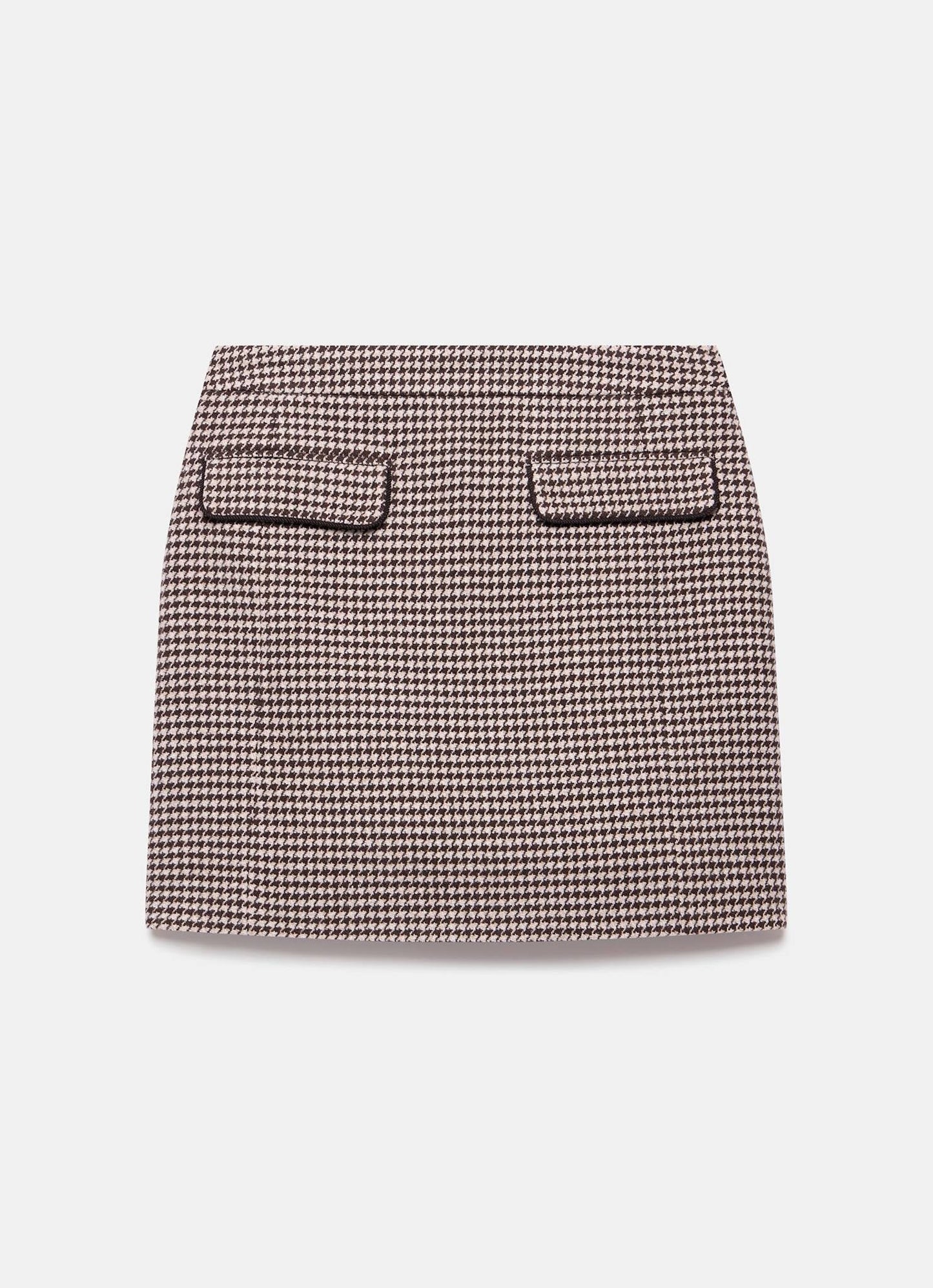 Brown Checked Mini Skirt