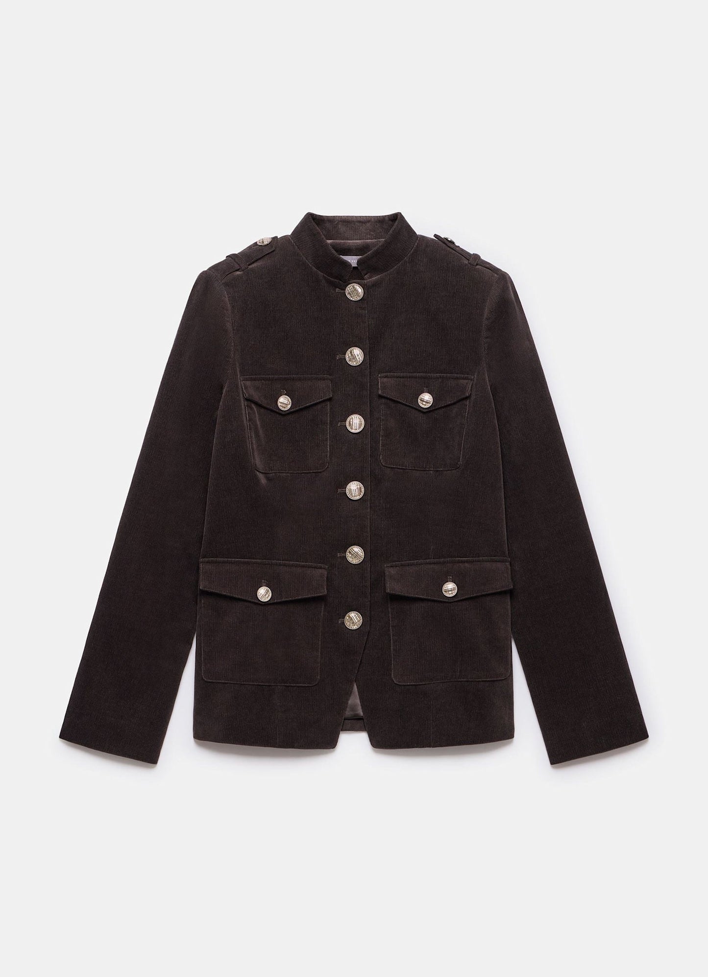 Brown Corduroy Military Jacket