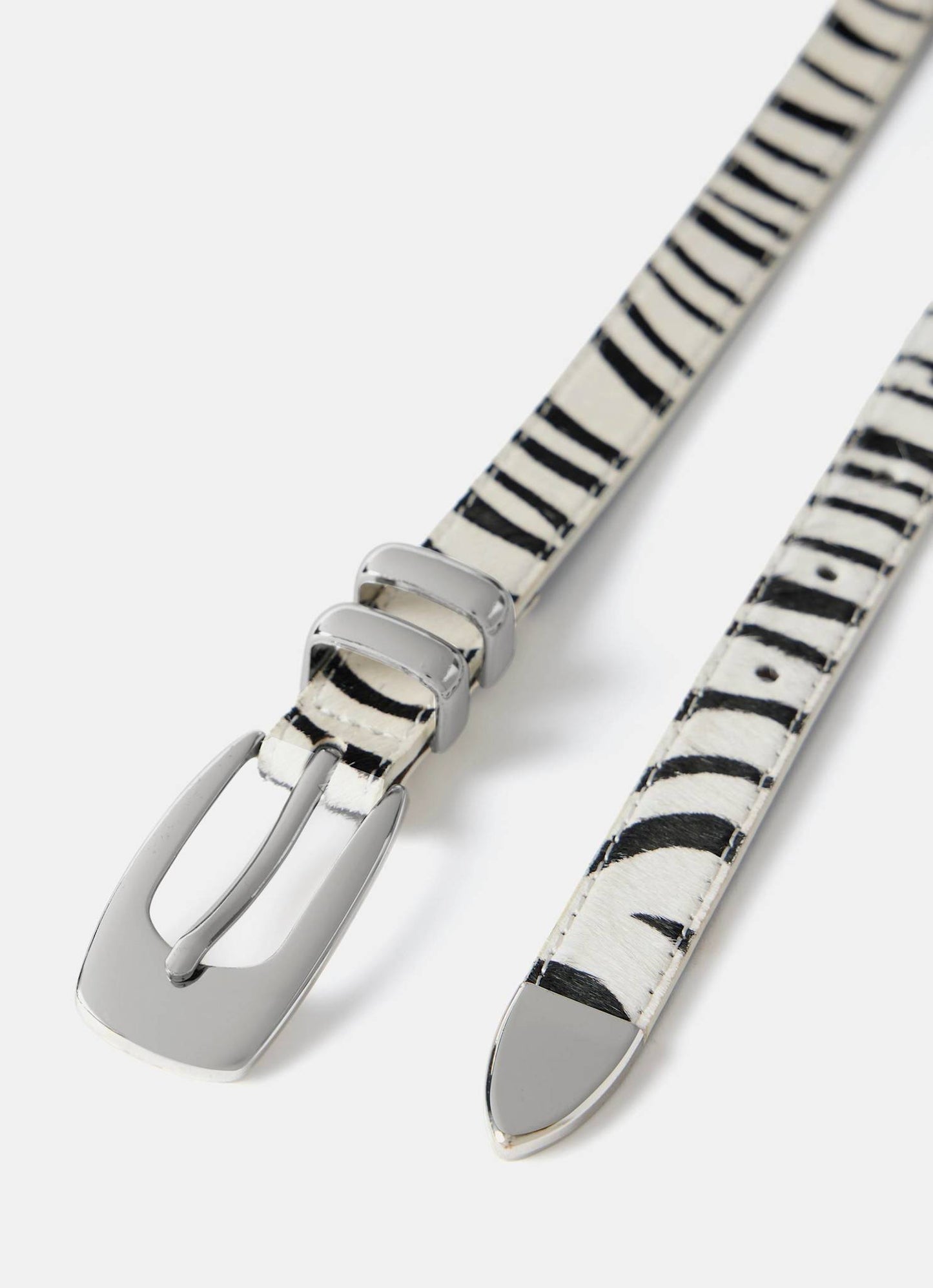 Zebra Textured Leather Belt