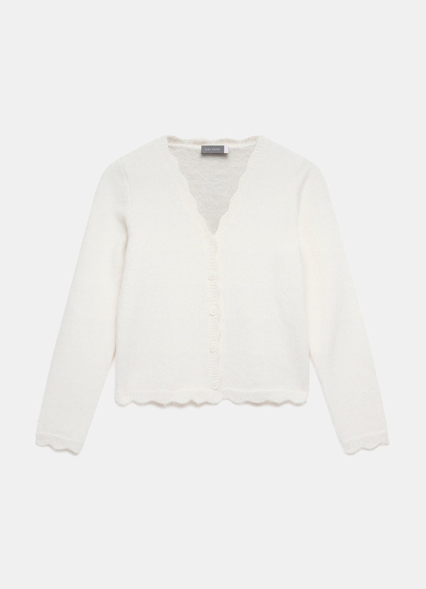 Cream Scallop Trim Cardigan