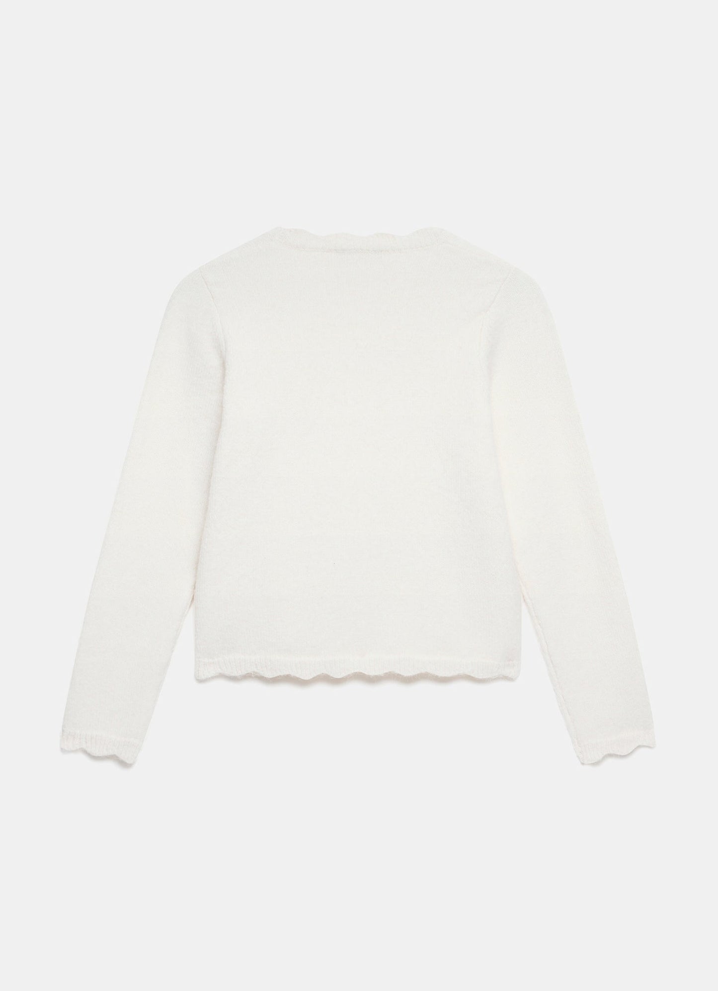 Cream Scallop Trim Cardigan
