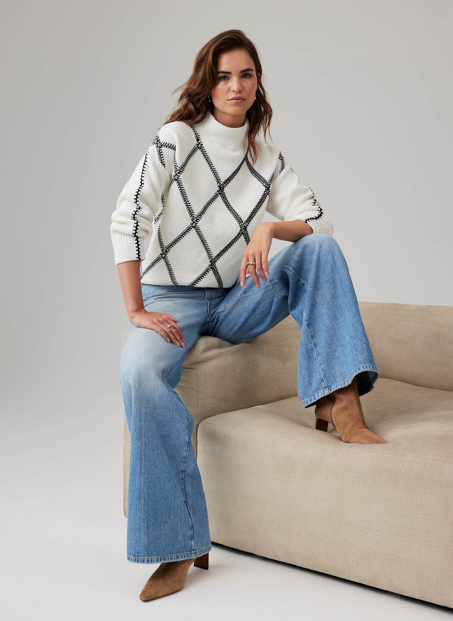 Cream Diamond Stitch Jumper