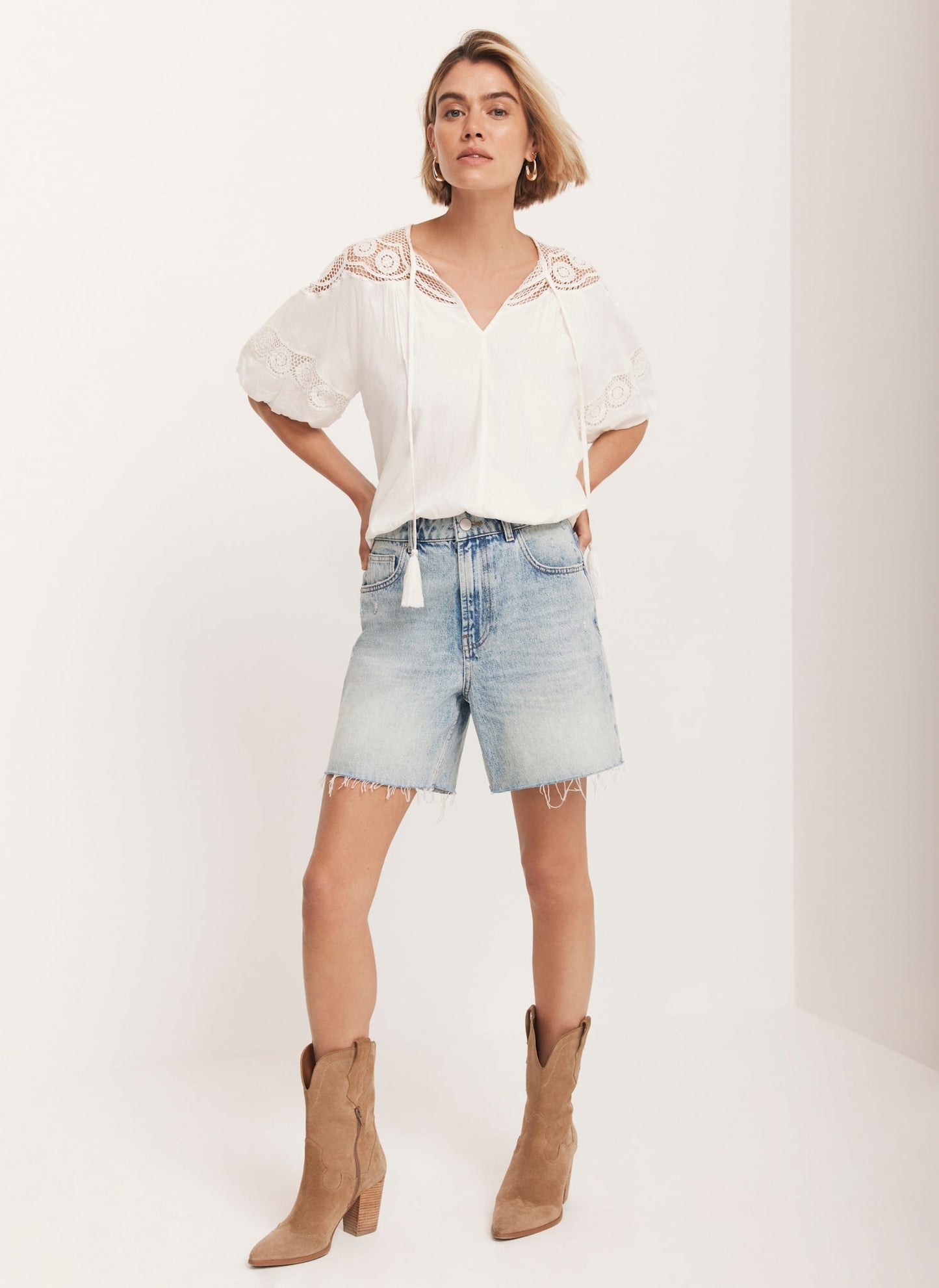 Cream Cotton Embroidered Top