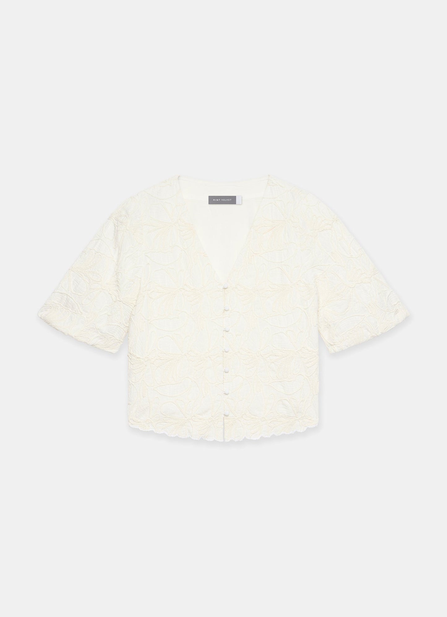 Cream Embroidered Detail Top