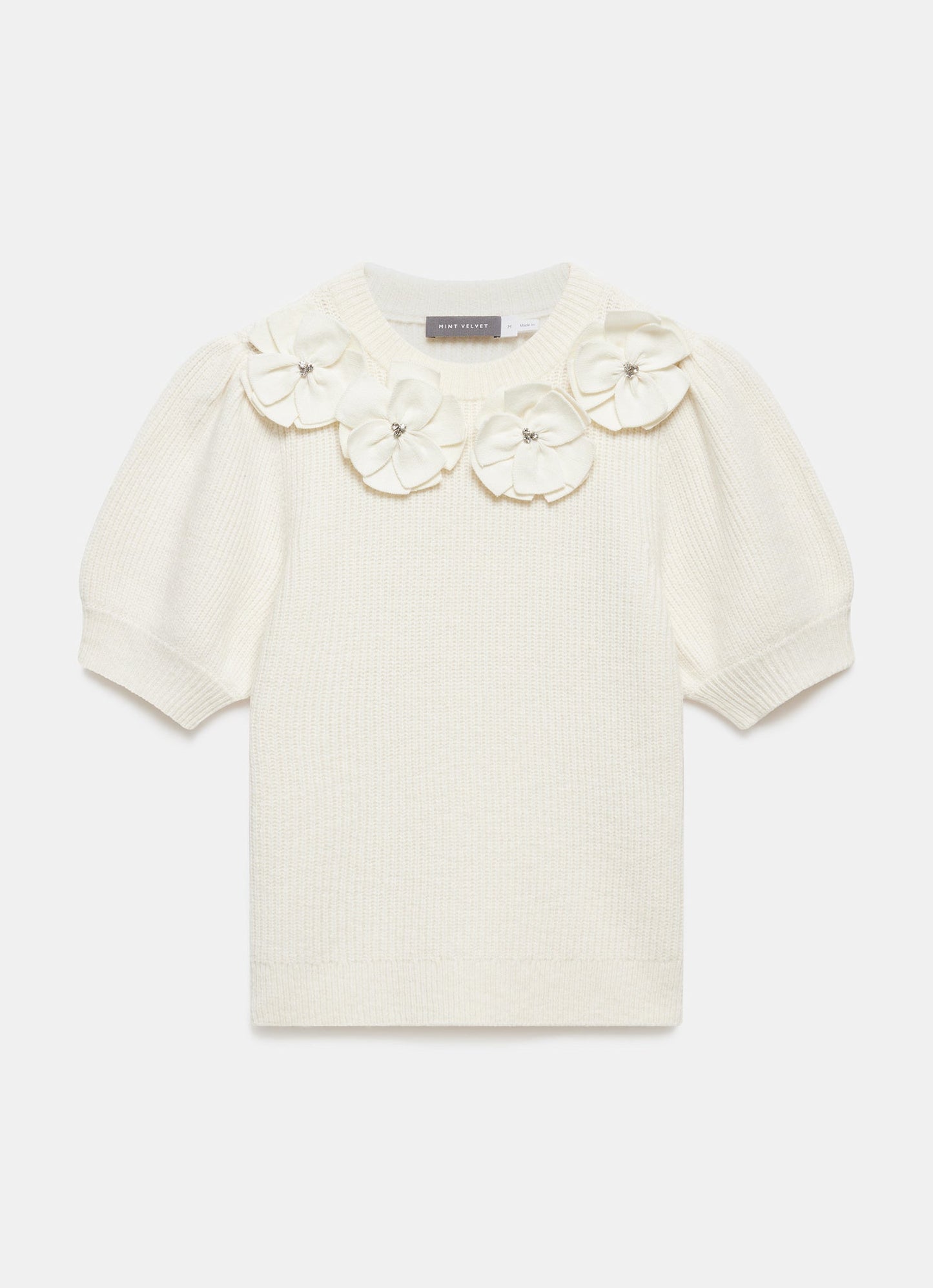 Cream Flower Knit Top