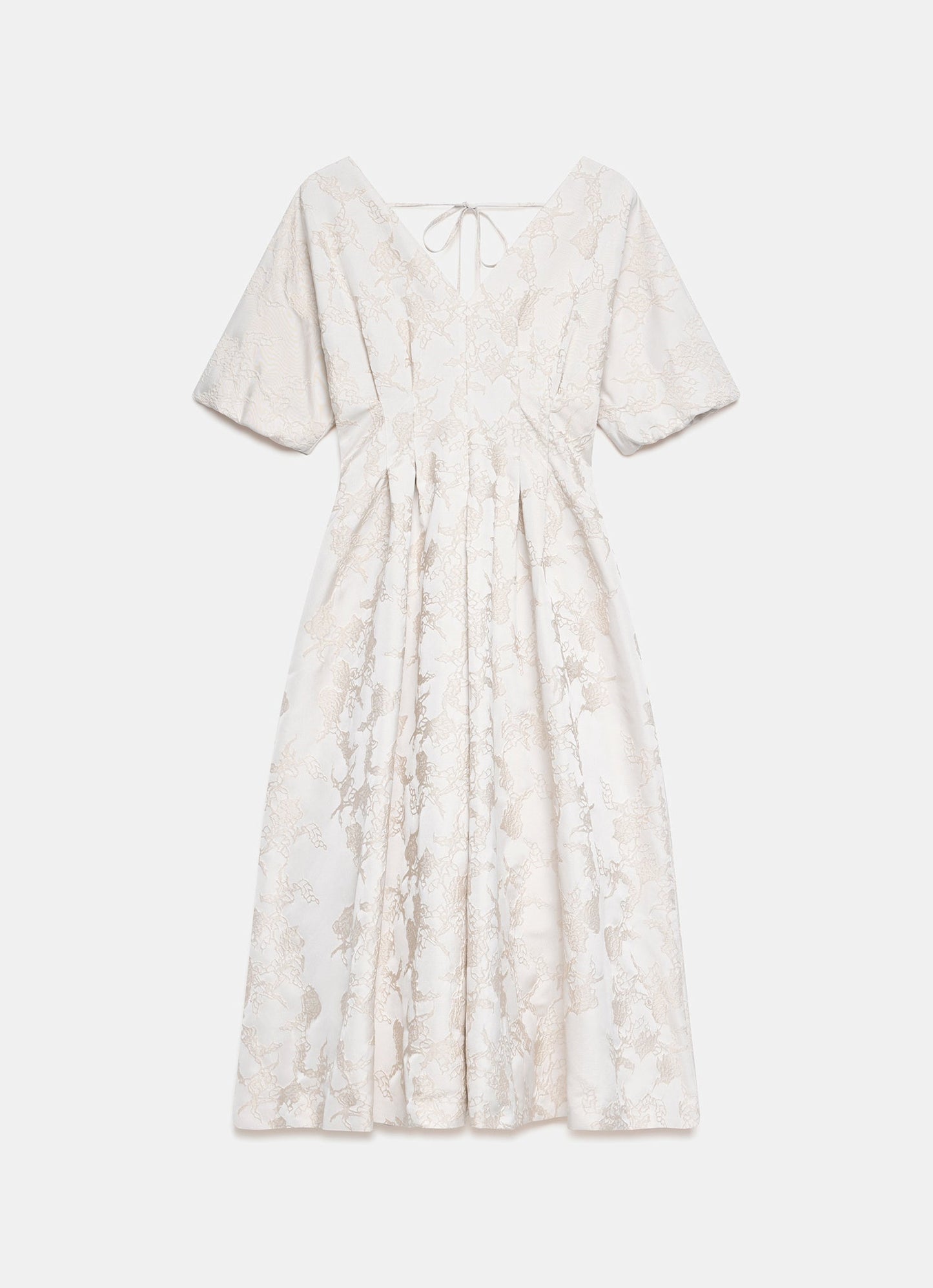 Cream Jacquard Midi Dress