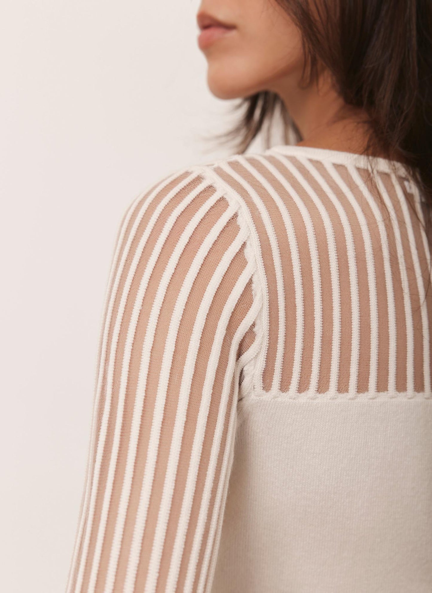 Cream Sheer Knit Top