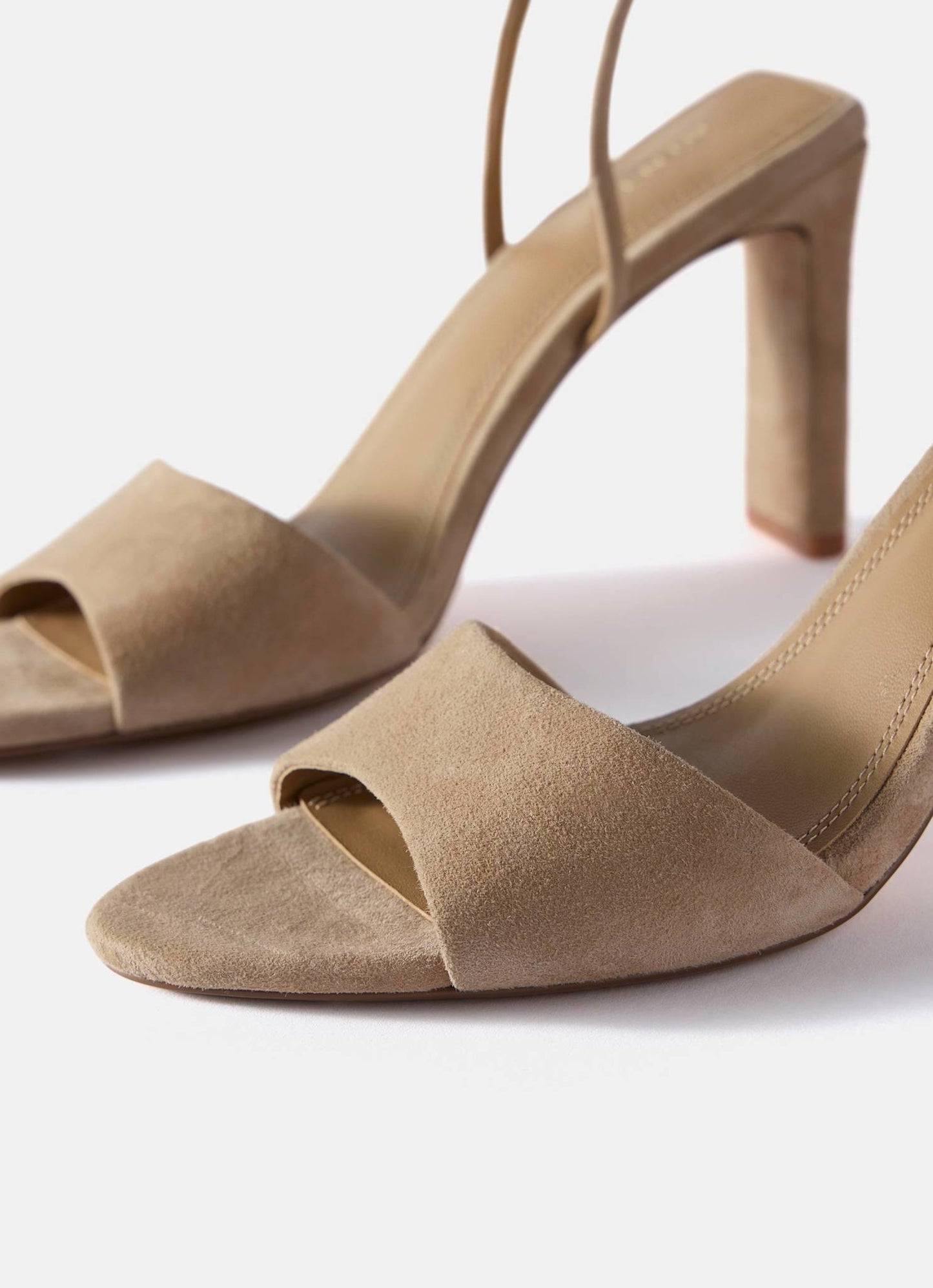 Lou Neutral Suede High Heel Sandals