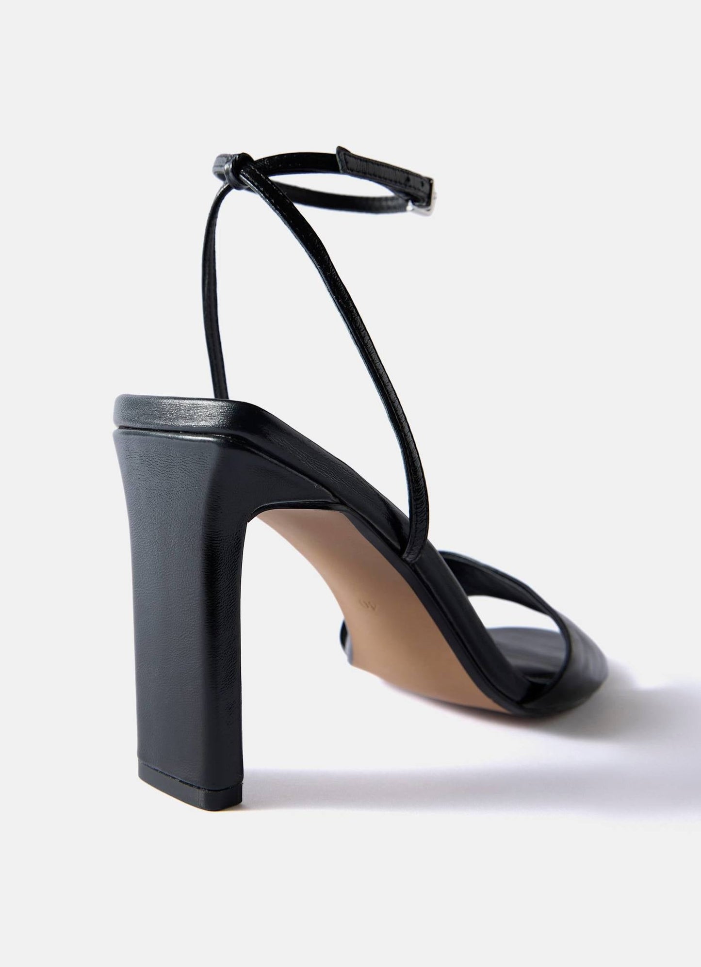Lou Black Leather High Heel Sandals