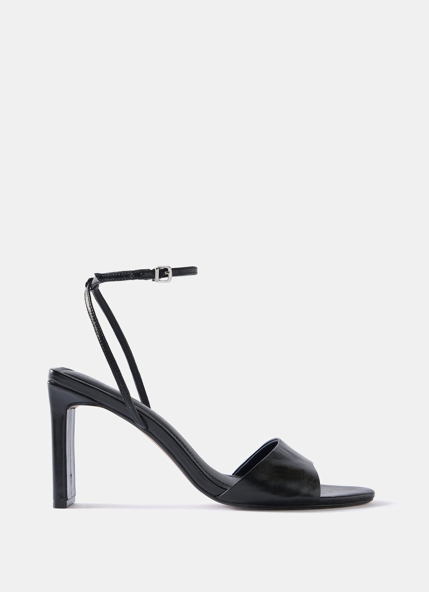 Lou Black Leather High Heel Sandals