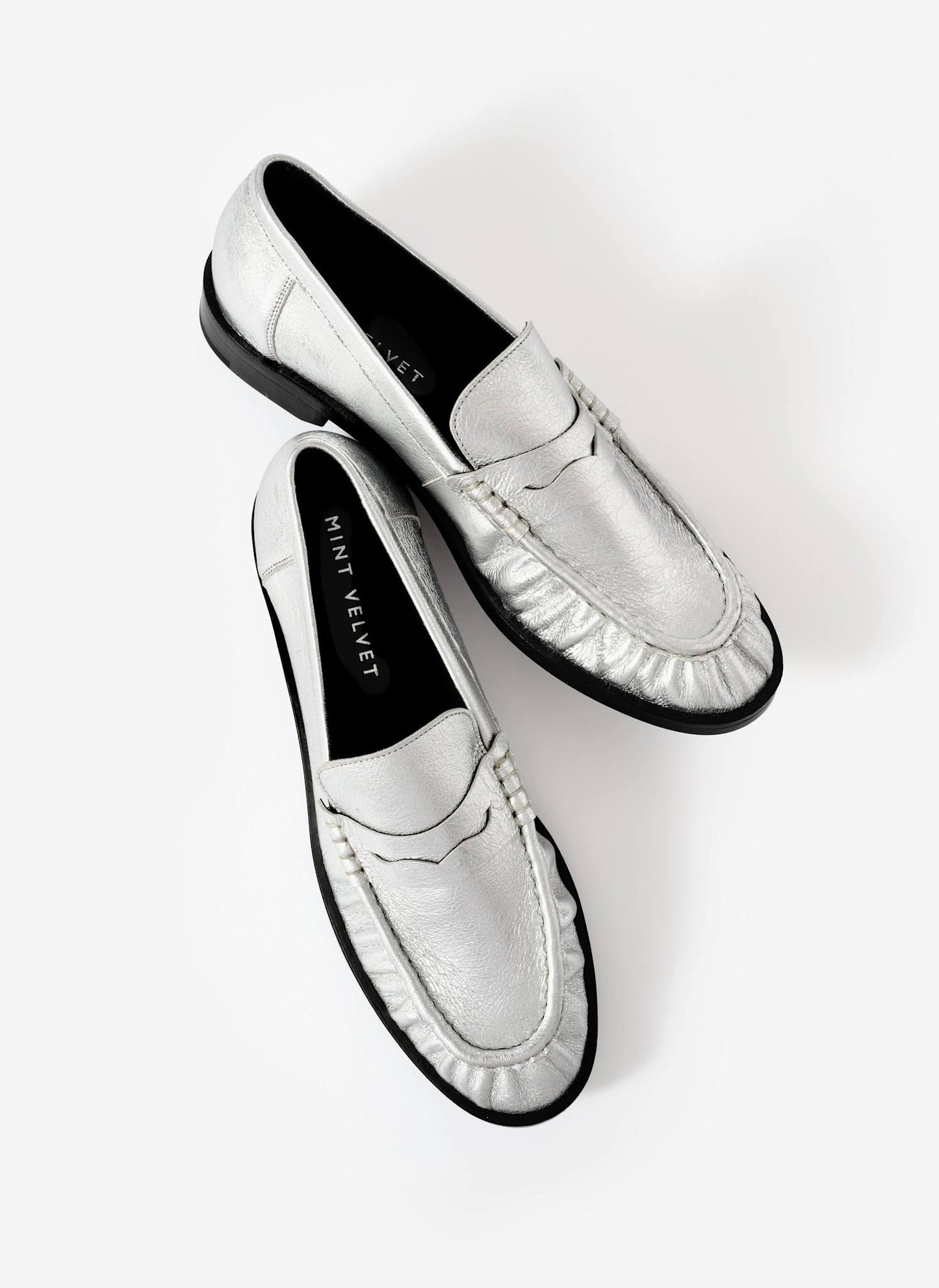 Gigi Silver Leather Loafers