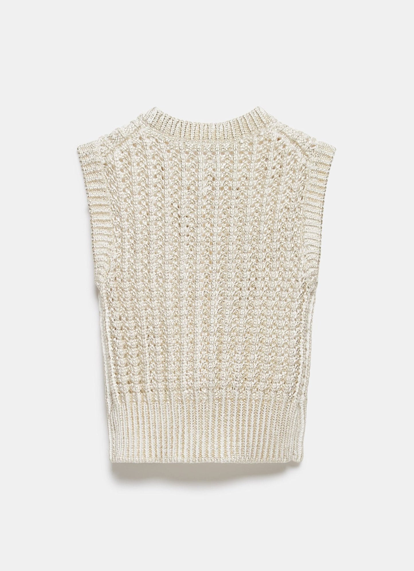 Gold Cotton Blend Foil Knit Waistcoat
