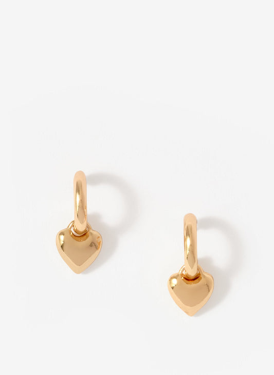 Gold Tone Heart Hoop Earrings