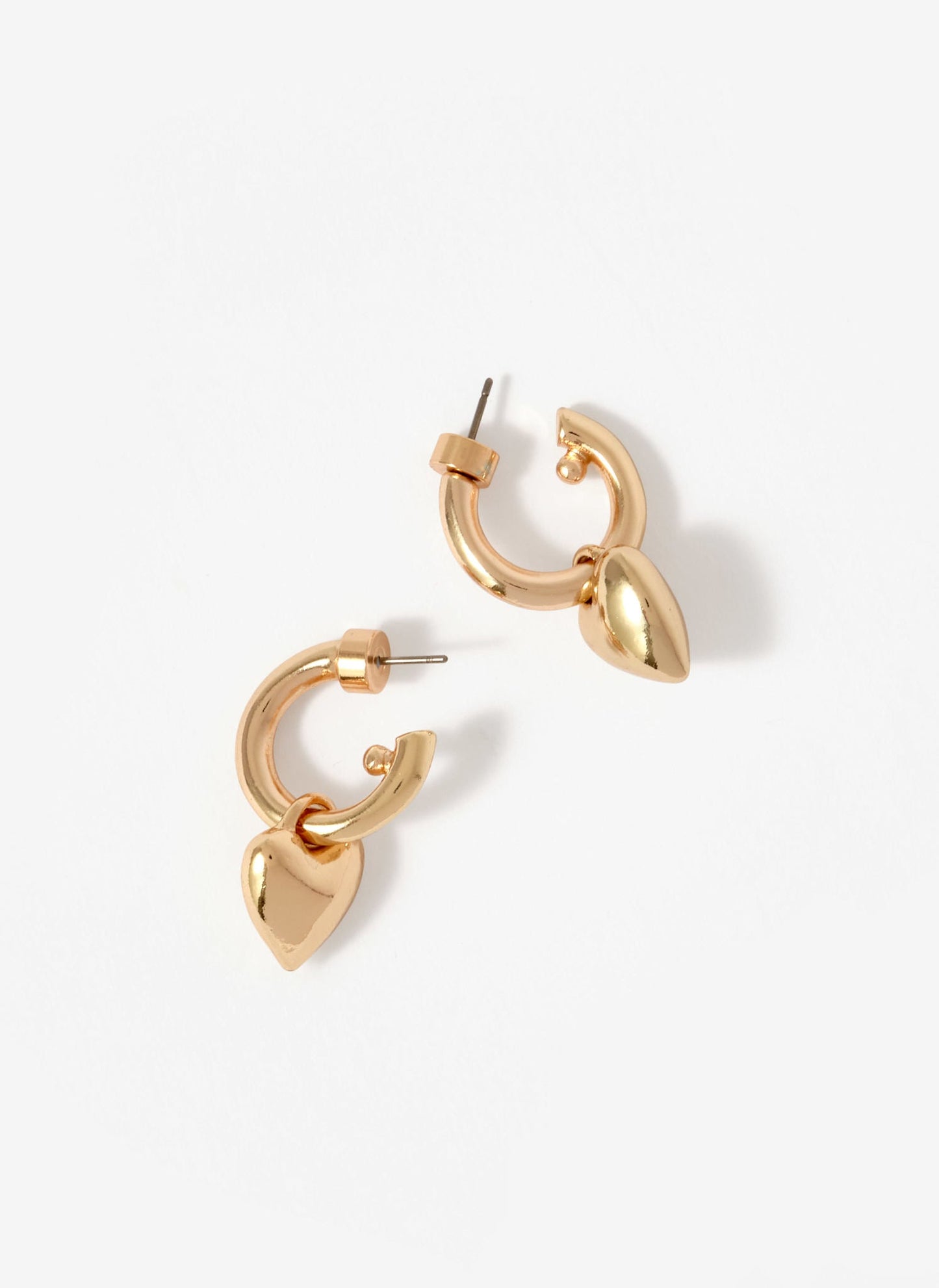 Gold Tone Heart Hoop Earrings