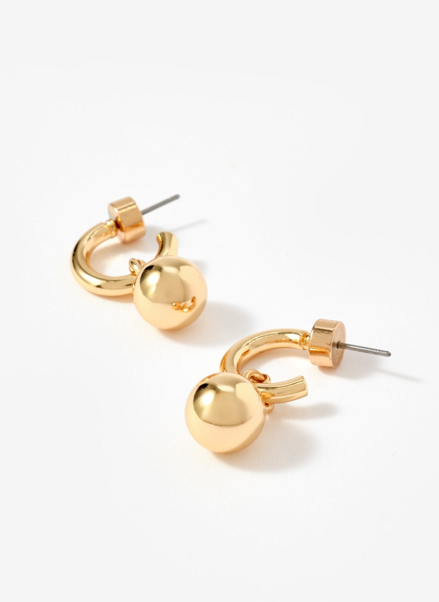Gold Tone Sphere Hoop Earrings