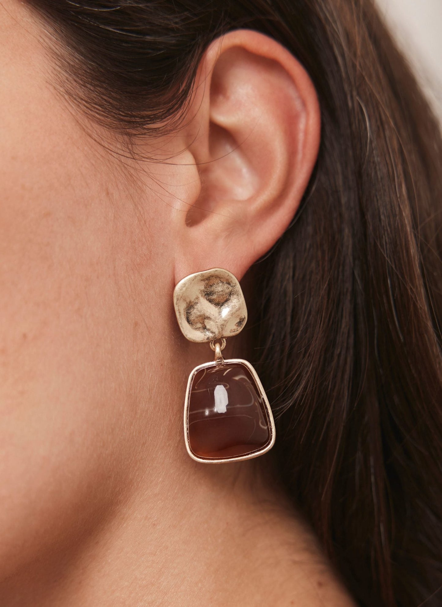 Gold Tone Stone Earrings