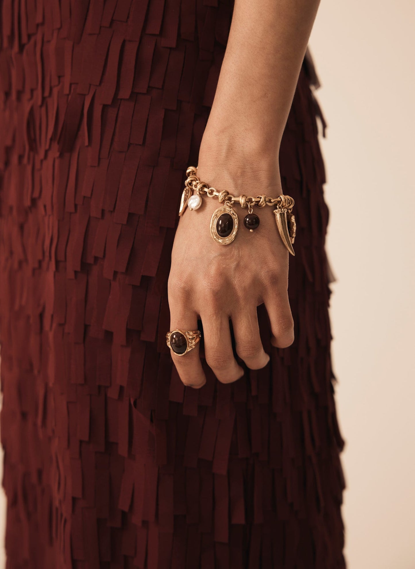 Gold Tone Two Pack Hammered Rings