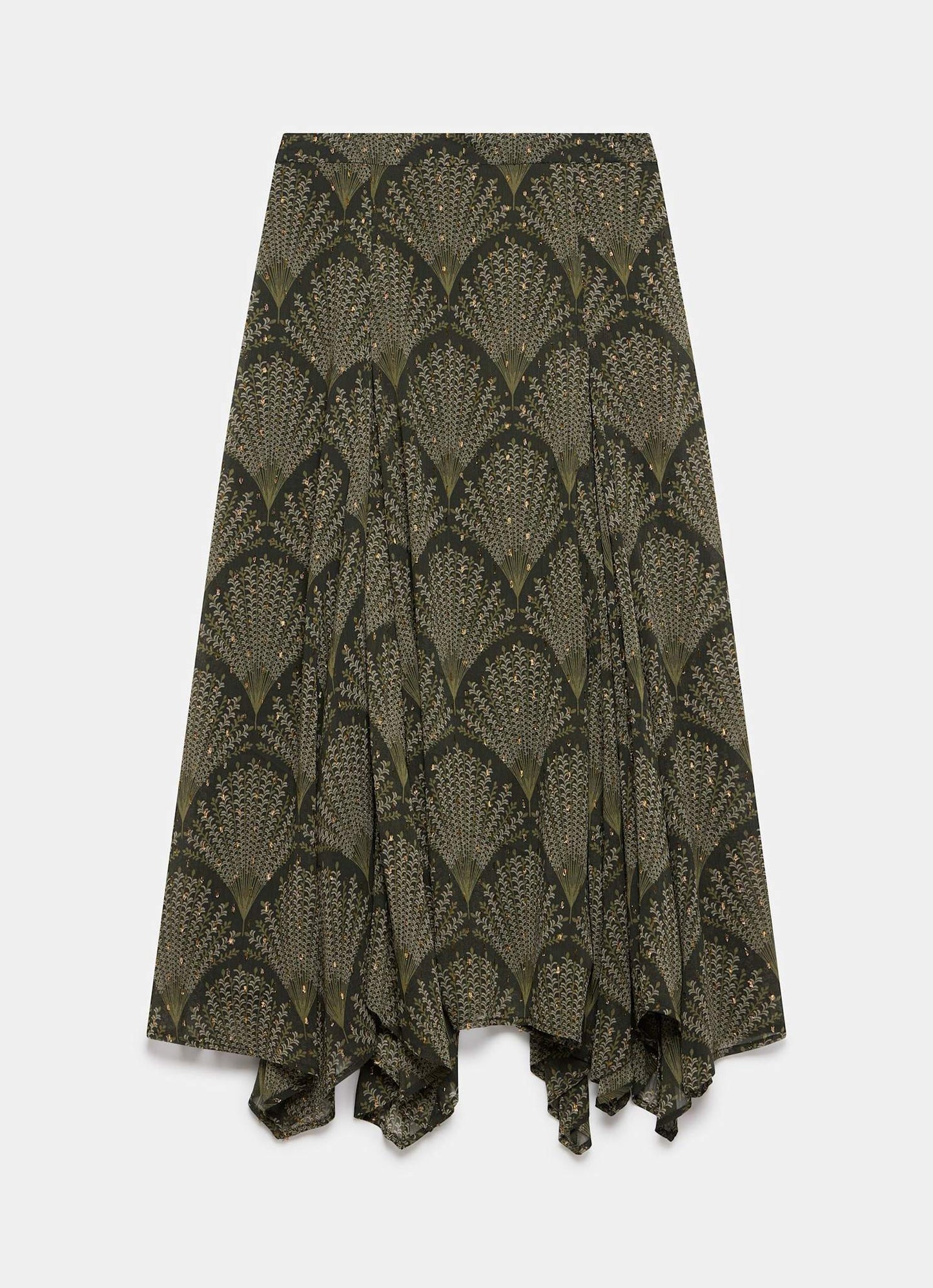 Khaki Floral Print Skirt