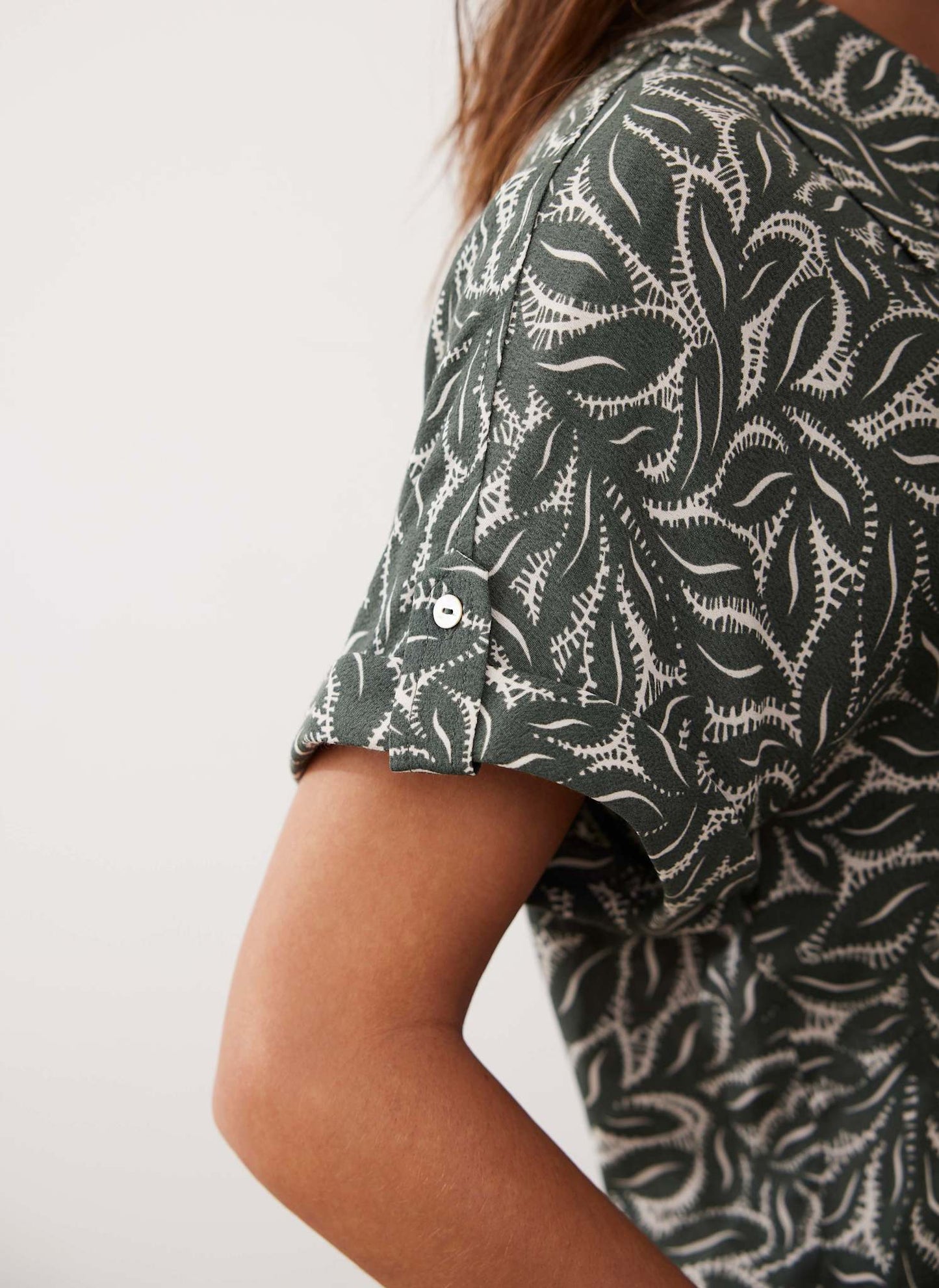 Green Leaf Print Shirt