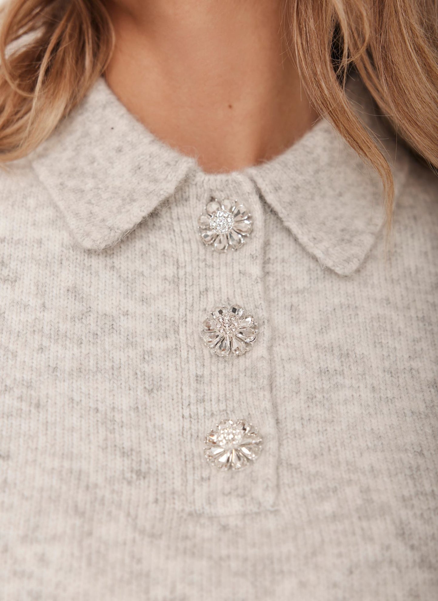 Grey Short Sleeve Knit Top
