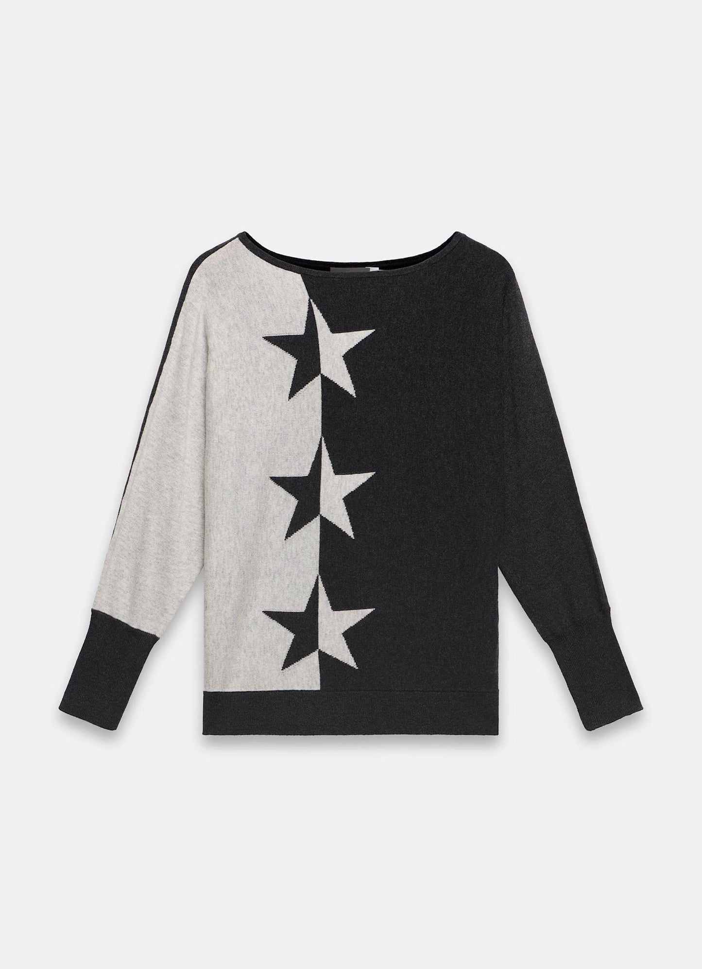 Grey Cotton Blend Fine Knit Batwing Jumper