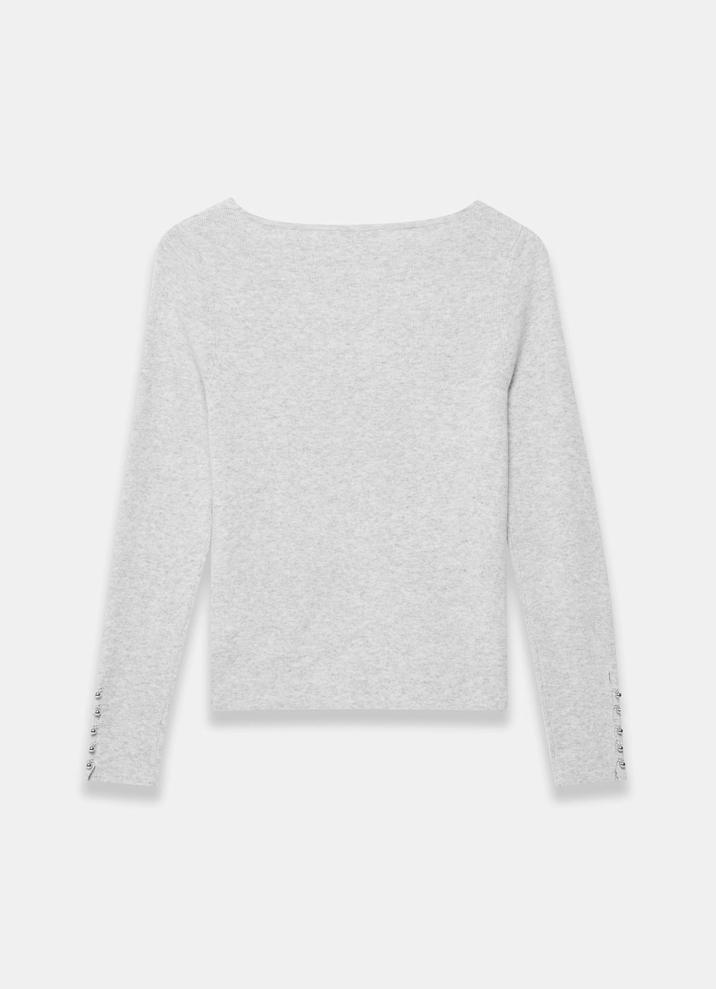 Grey Cotton Blend Twist Front Knit Top