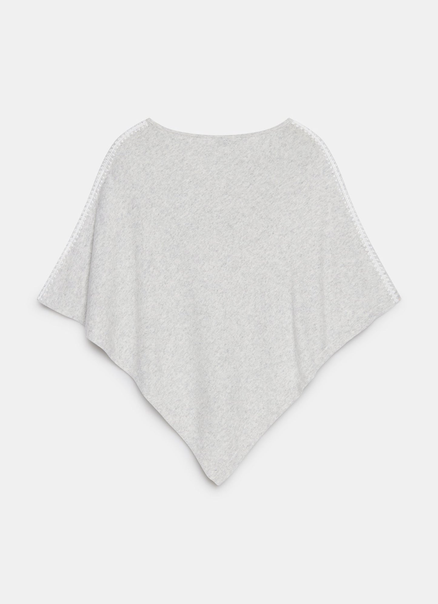 Grey Cotton Blend Stitch Detail Poncho
