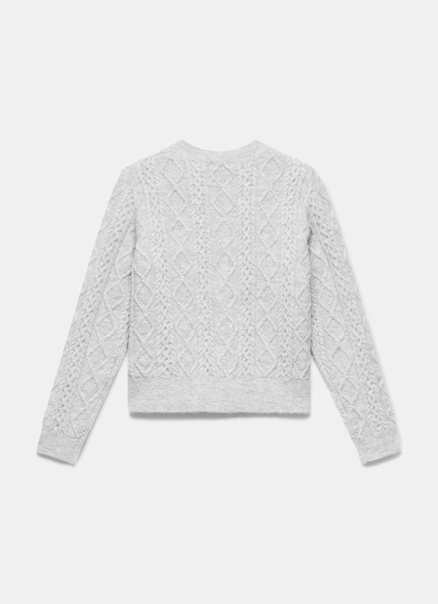 Grey Cable Knit Wool Blend Cardigan