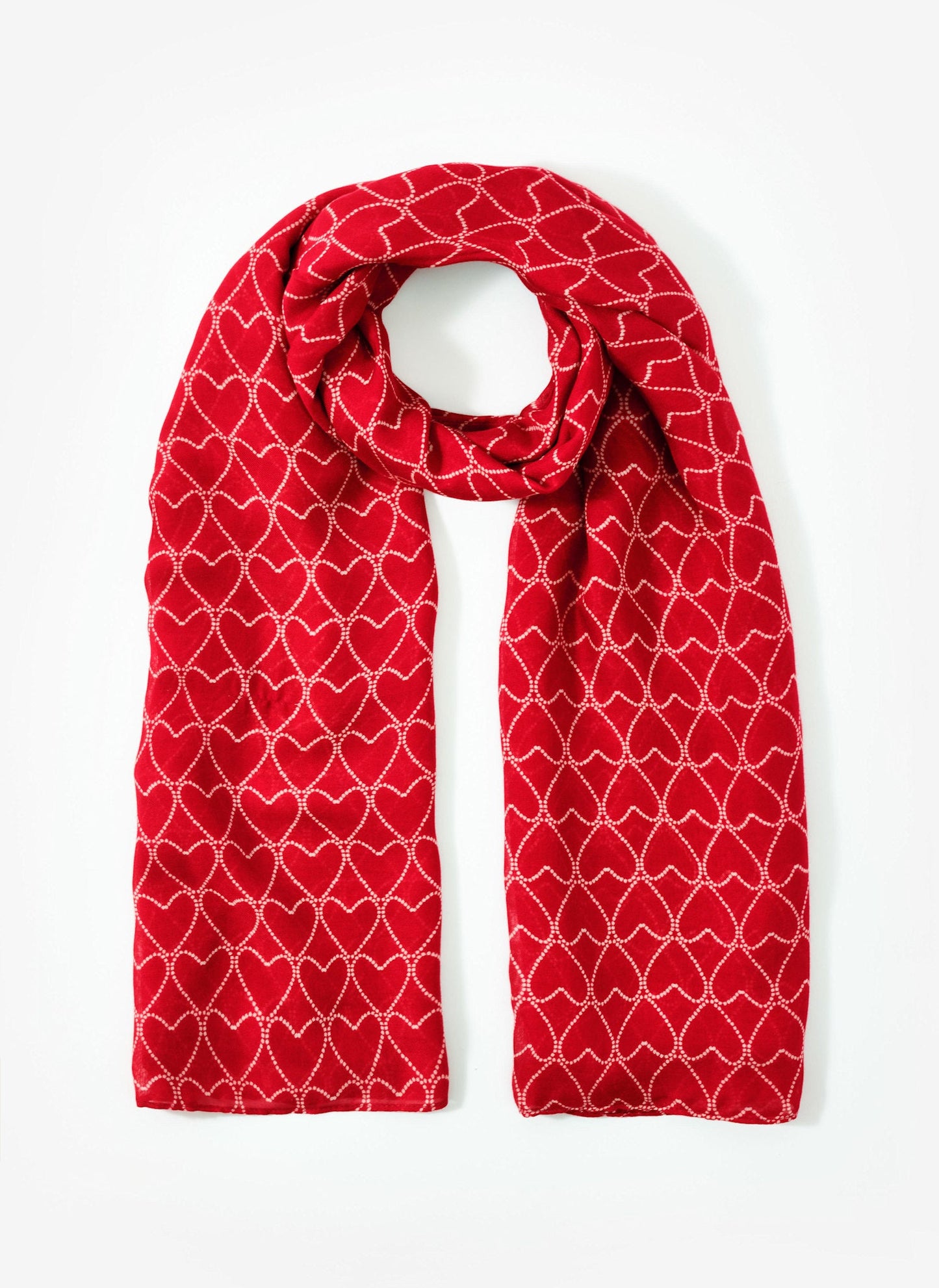 Red Heart Print Lightweight Scarf