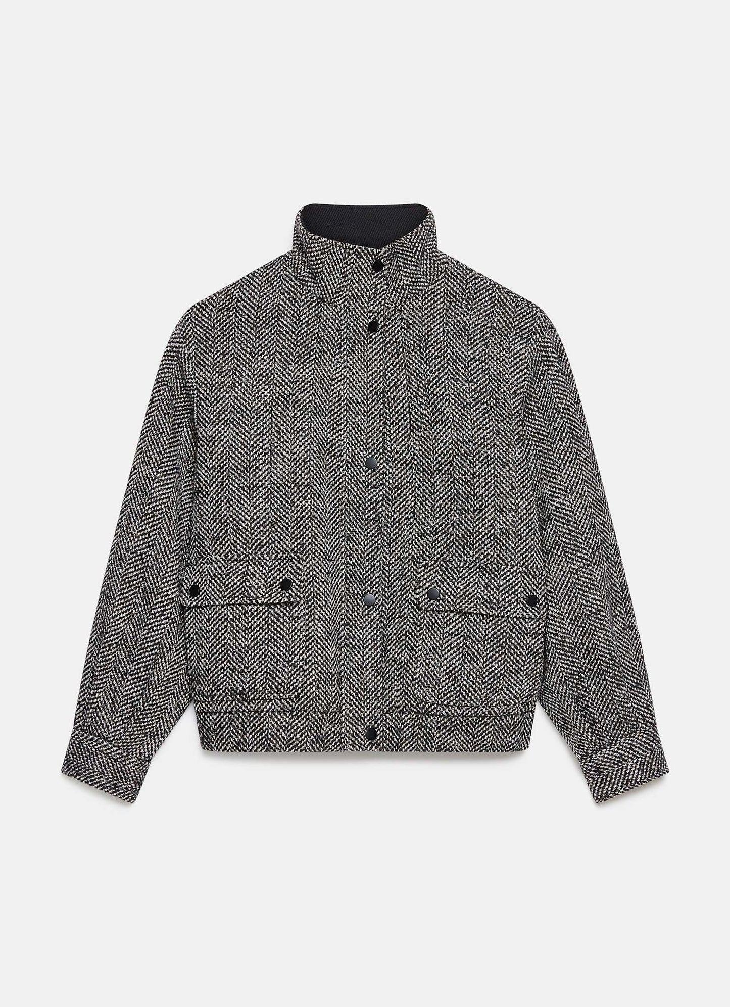 Black Textured Bomber Jacket