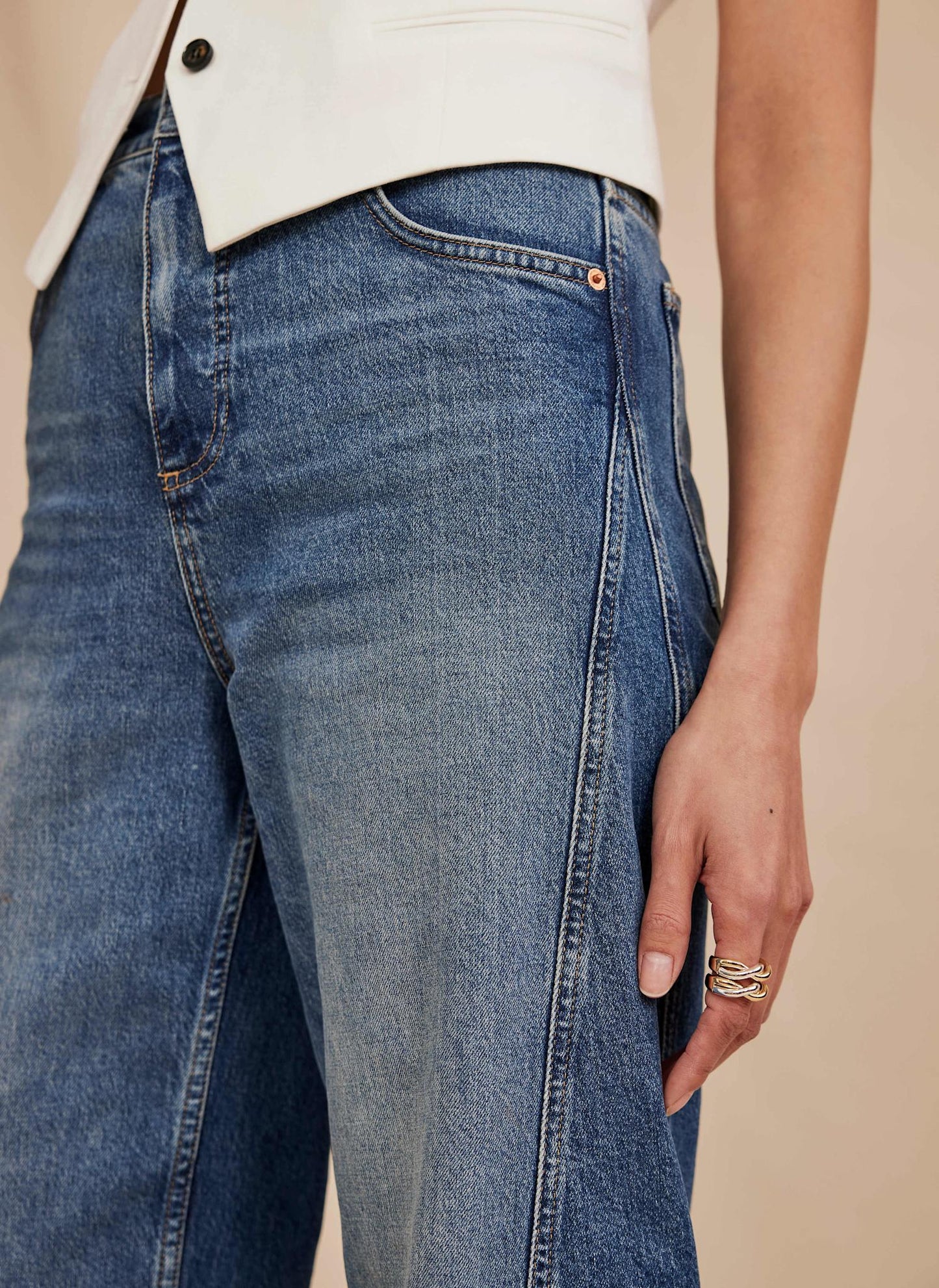 Mid Indigo Barrel Leg Jeans