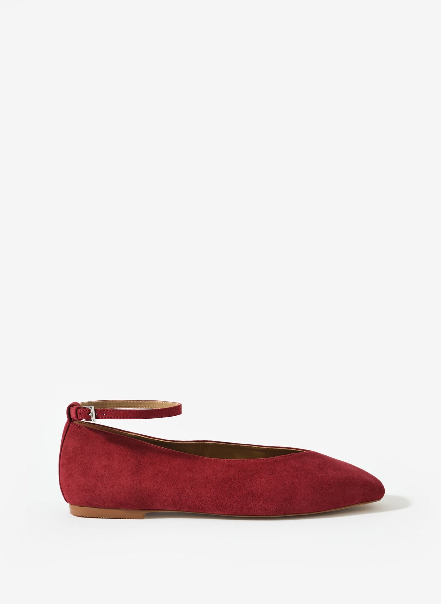 Honey Red Suede Ballet Flat Pumps
