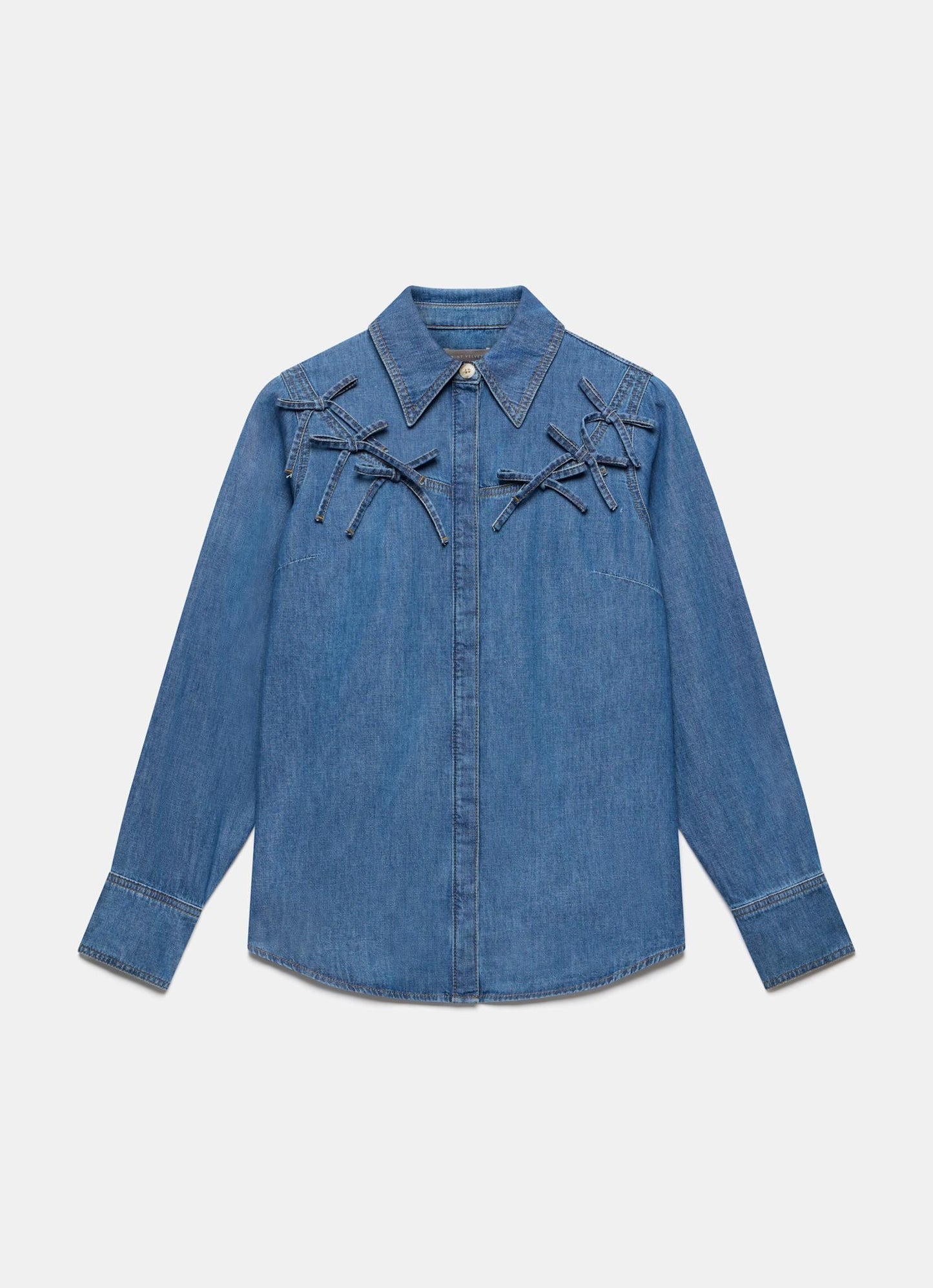 Indigo Bow Detail Denim Shirt