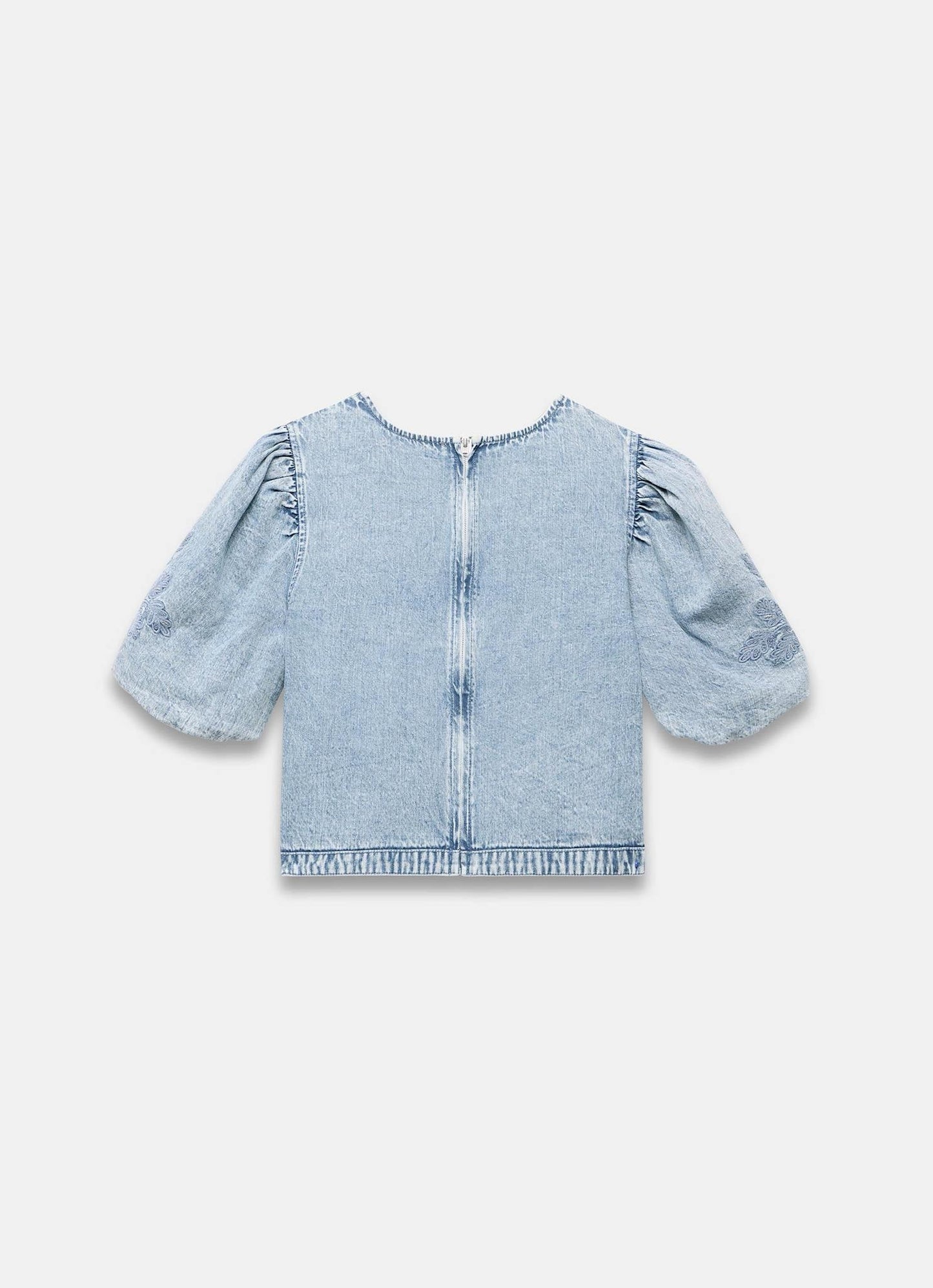 Indigo Denim Embroidered Top