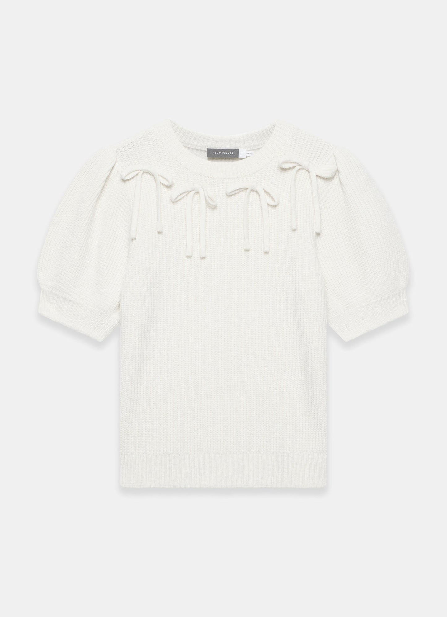 Cream Bow Detail Knit Top