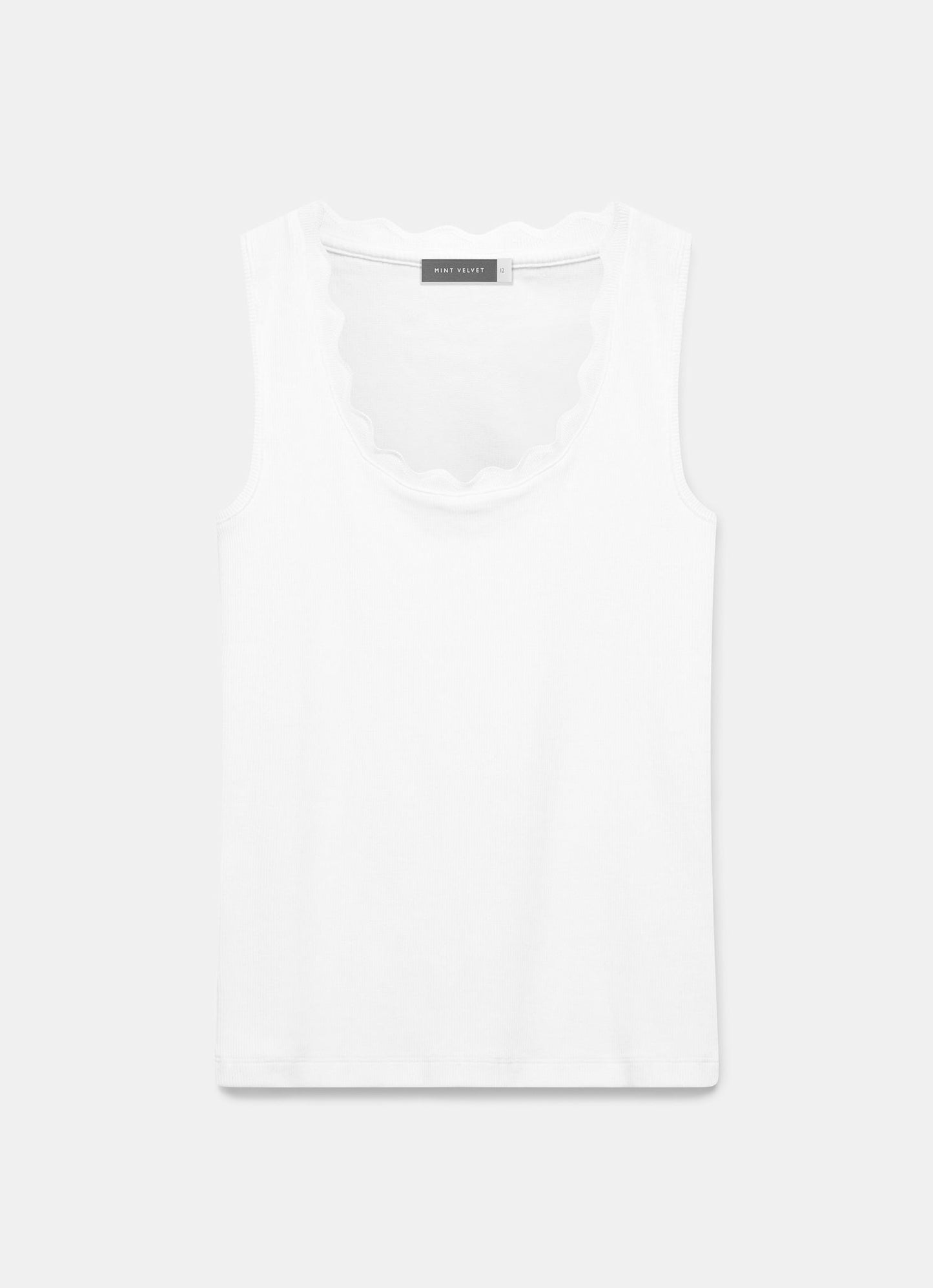 White Scallop Trim Vest Top