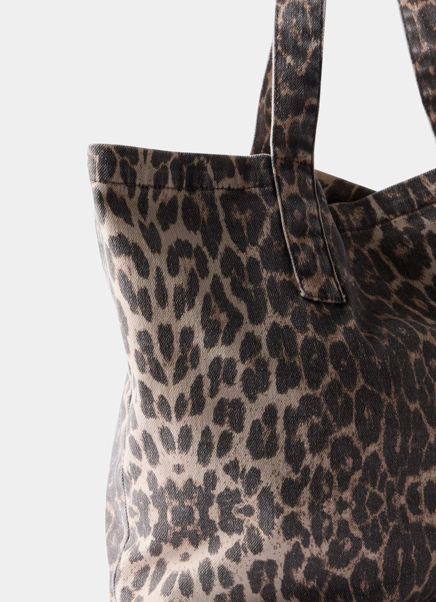 Leopard Print Denim Tote Bag