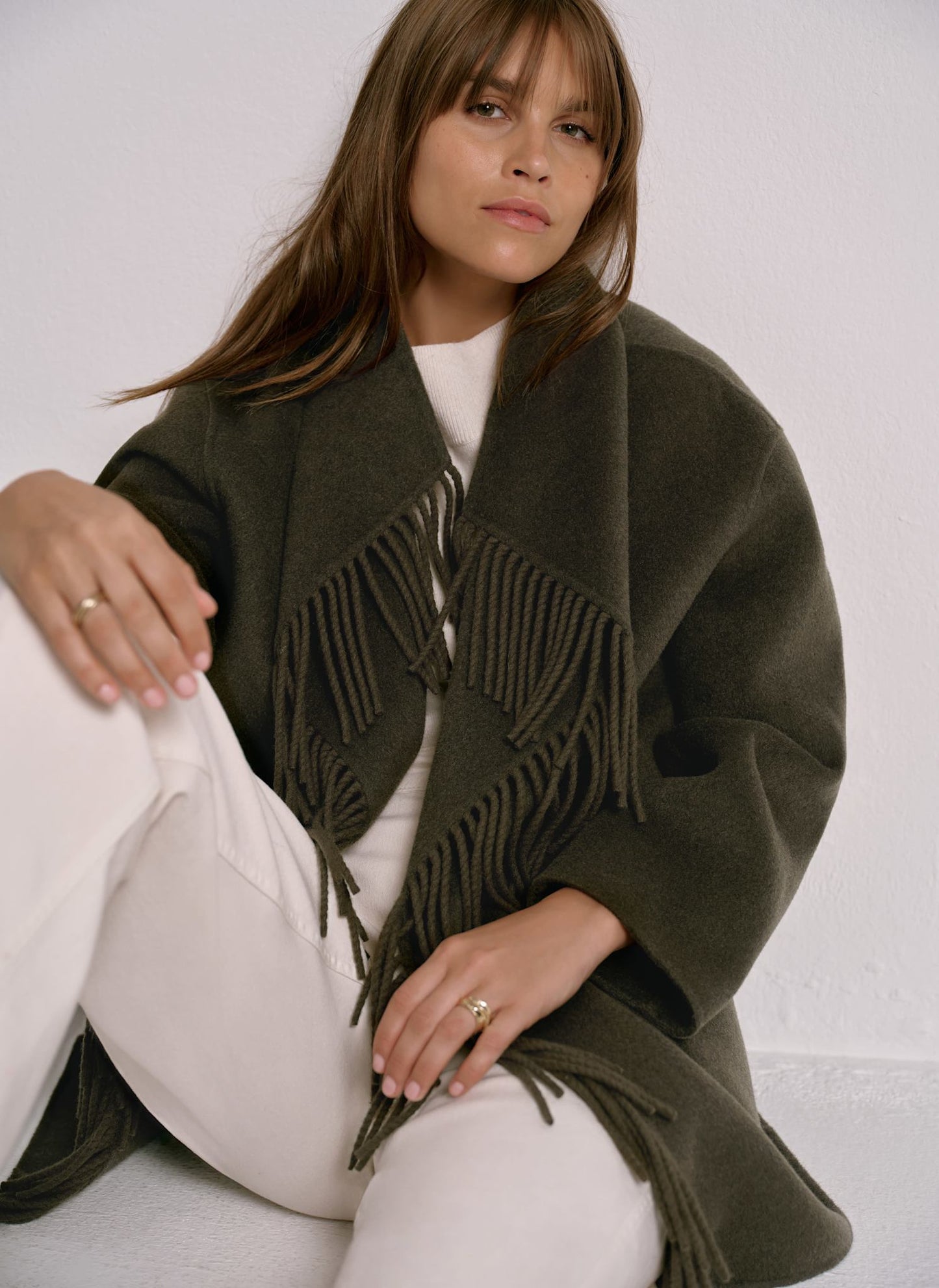 Khaki Wool Blend Hand Finished Coat