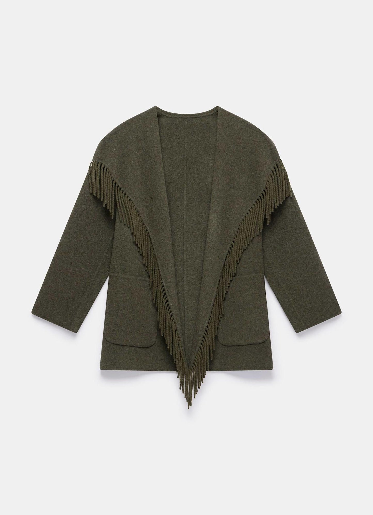 Khaki Wool Blend Hand Finished Coat