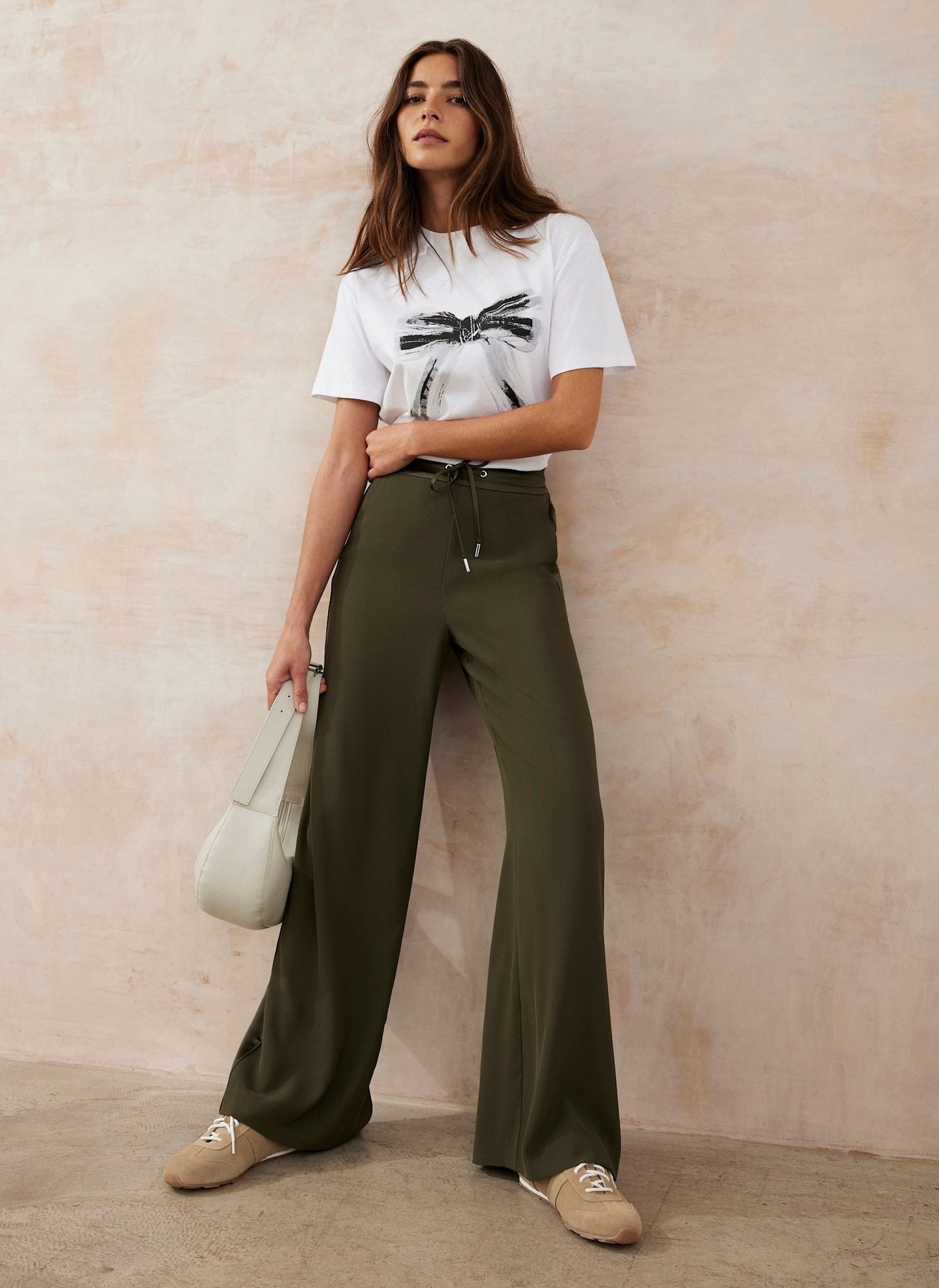 Khaki Side Stripe Wide Trousers