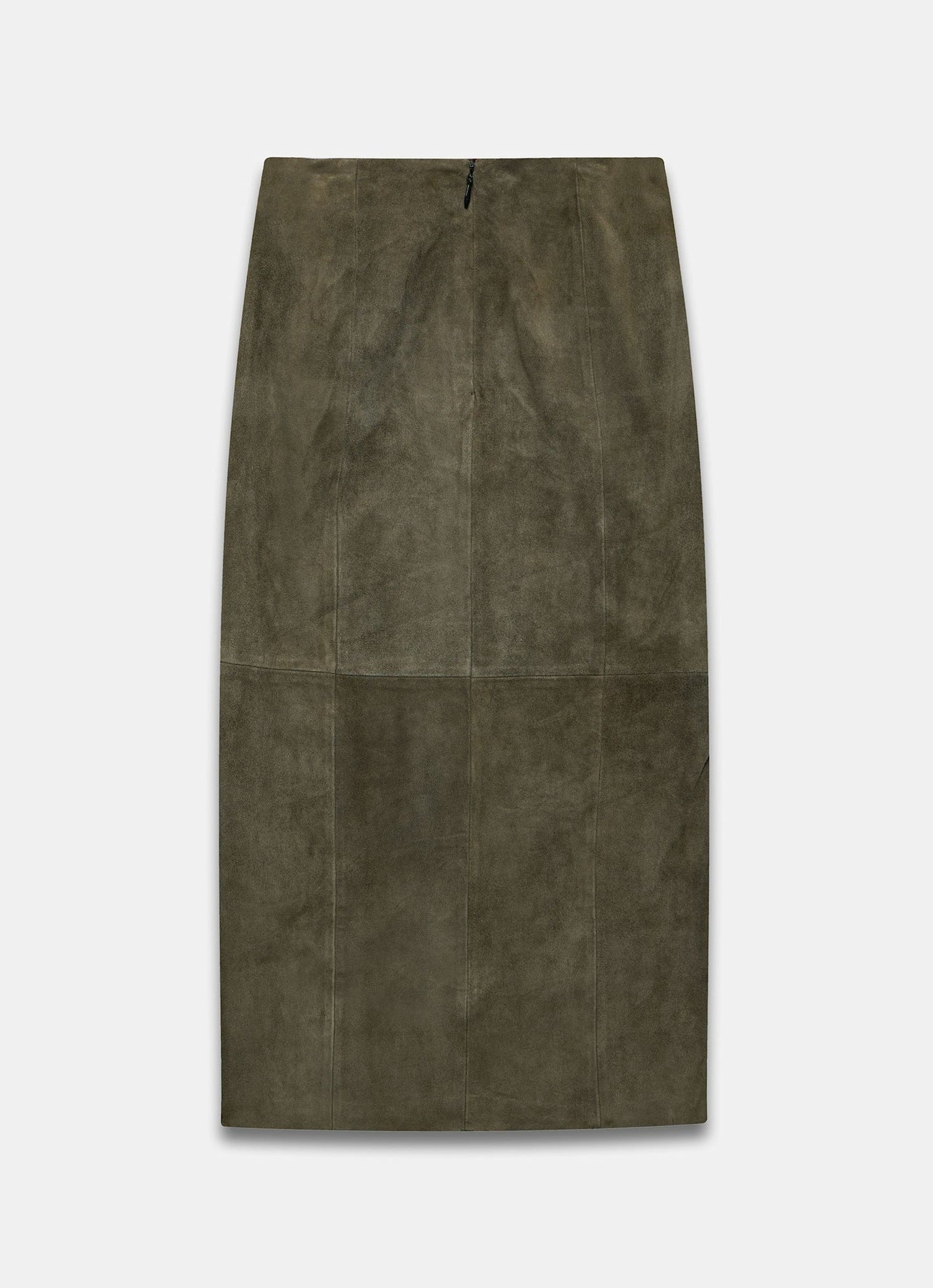 Khaki Suede Midi Skirt