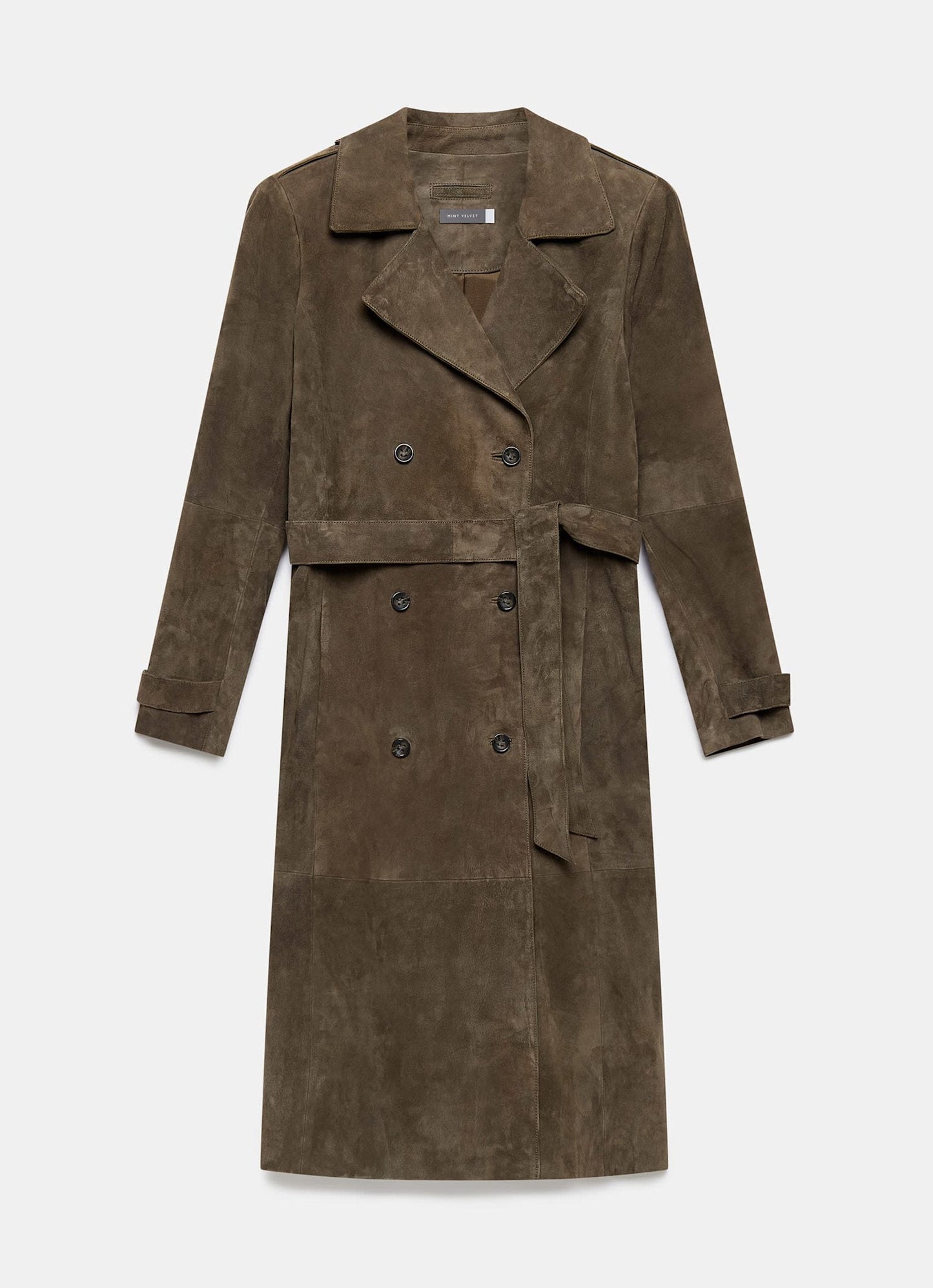 Khaki Suede Trench Coat