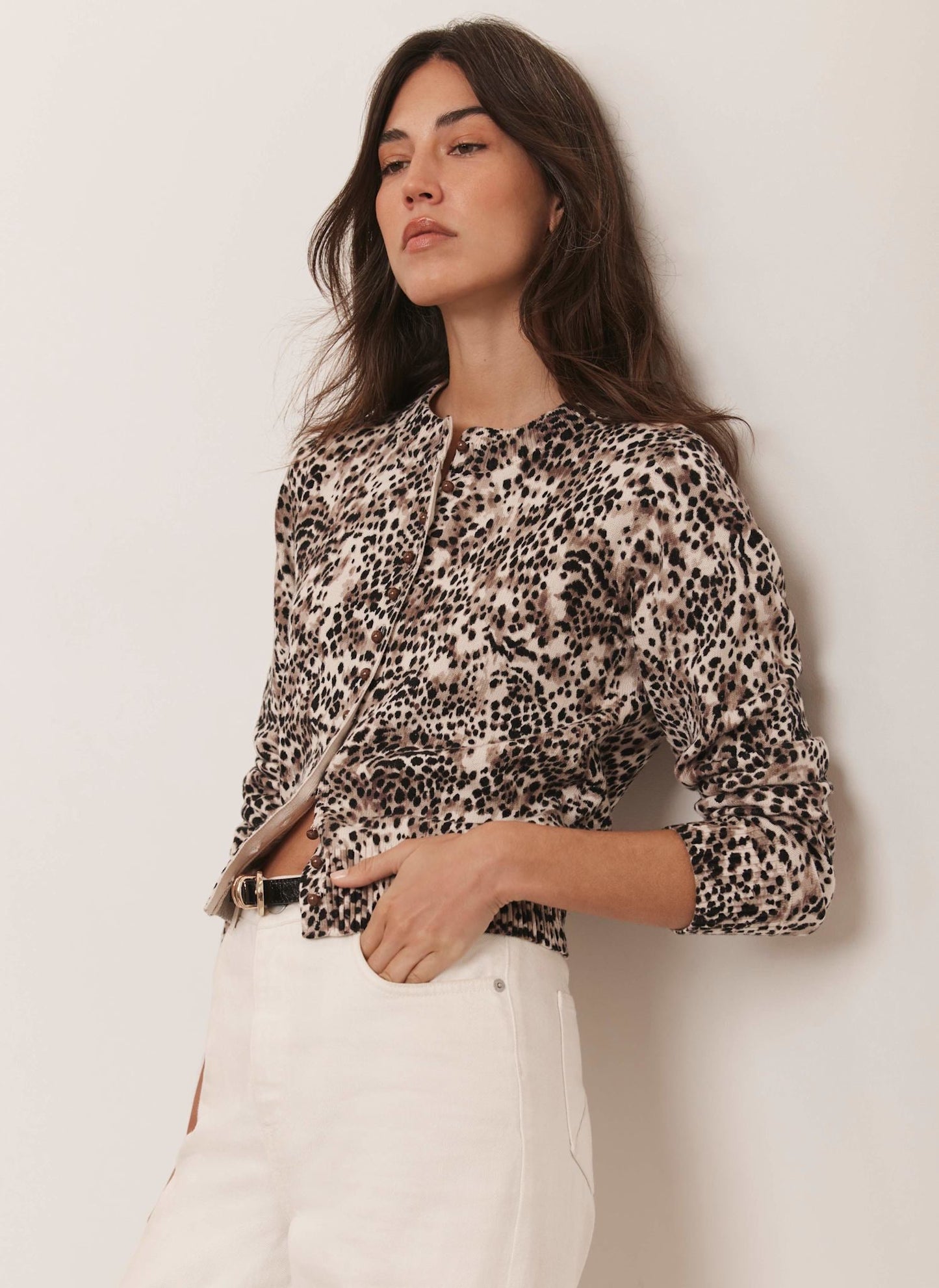 Leopard Print Cotton Cardigan