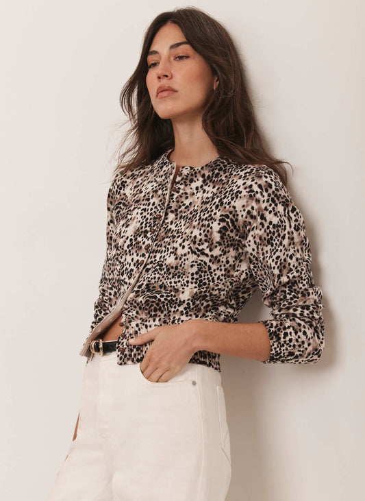 Leopard Print Cotton Cardigan