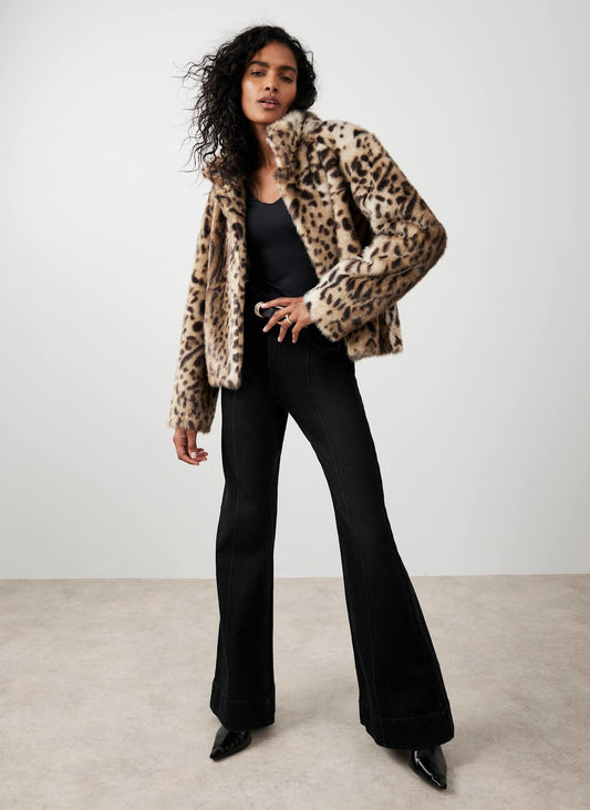 Leopard Print Faux Fur Jacket