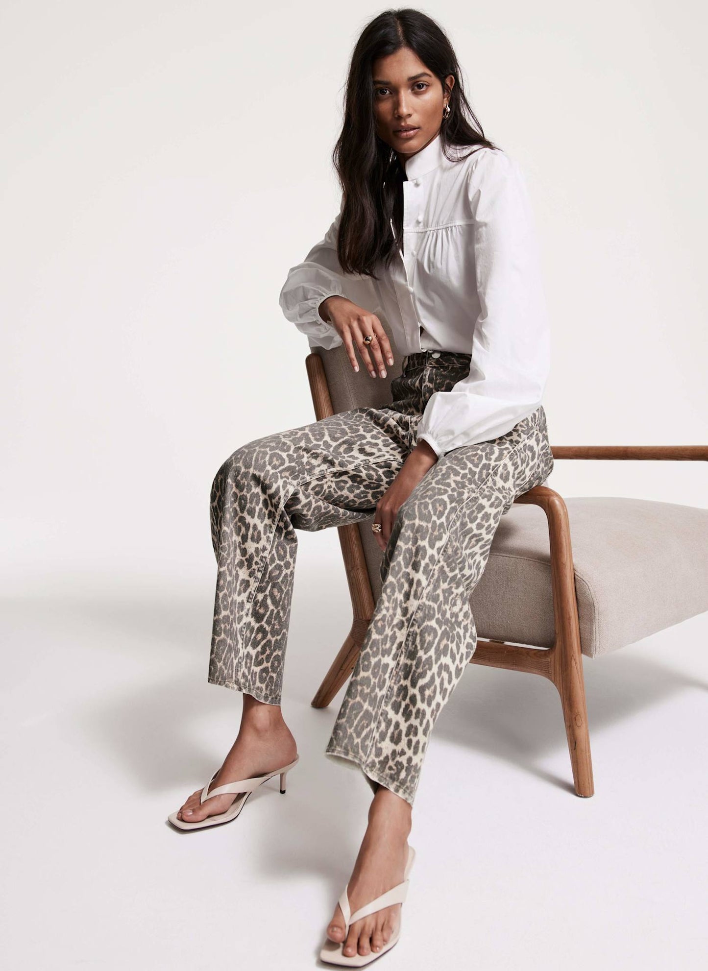 Leopard Print Barrel Leg Jeans