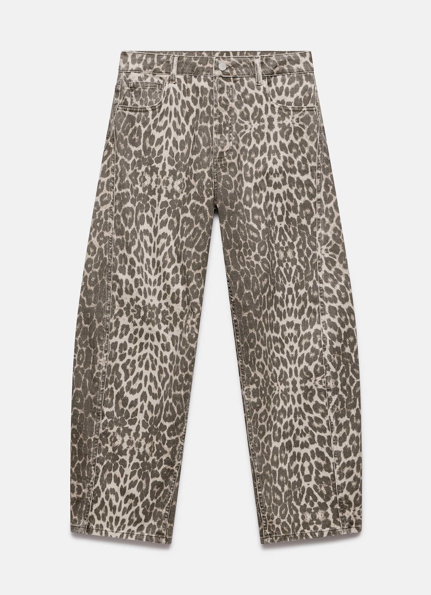 Leopard Print Barrel Leg Jeans