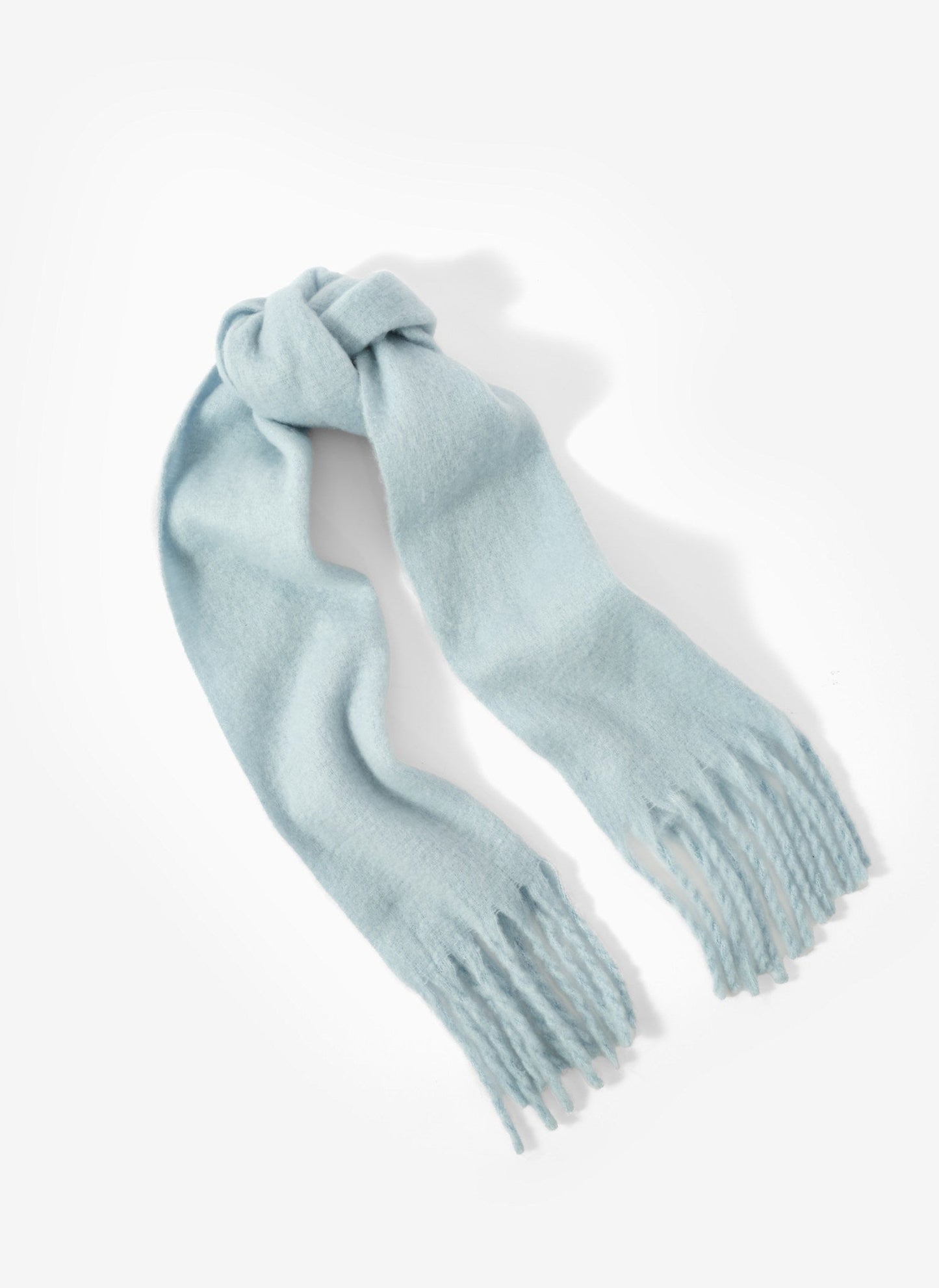 Blue Brushed Tassel Scarf